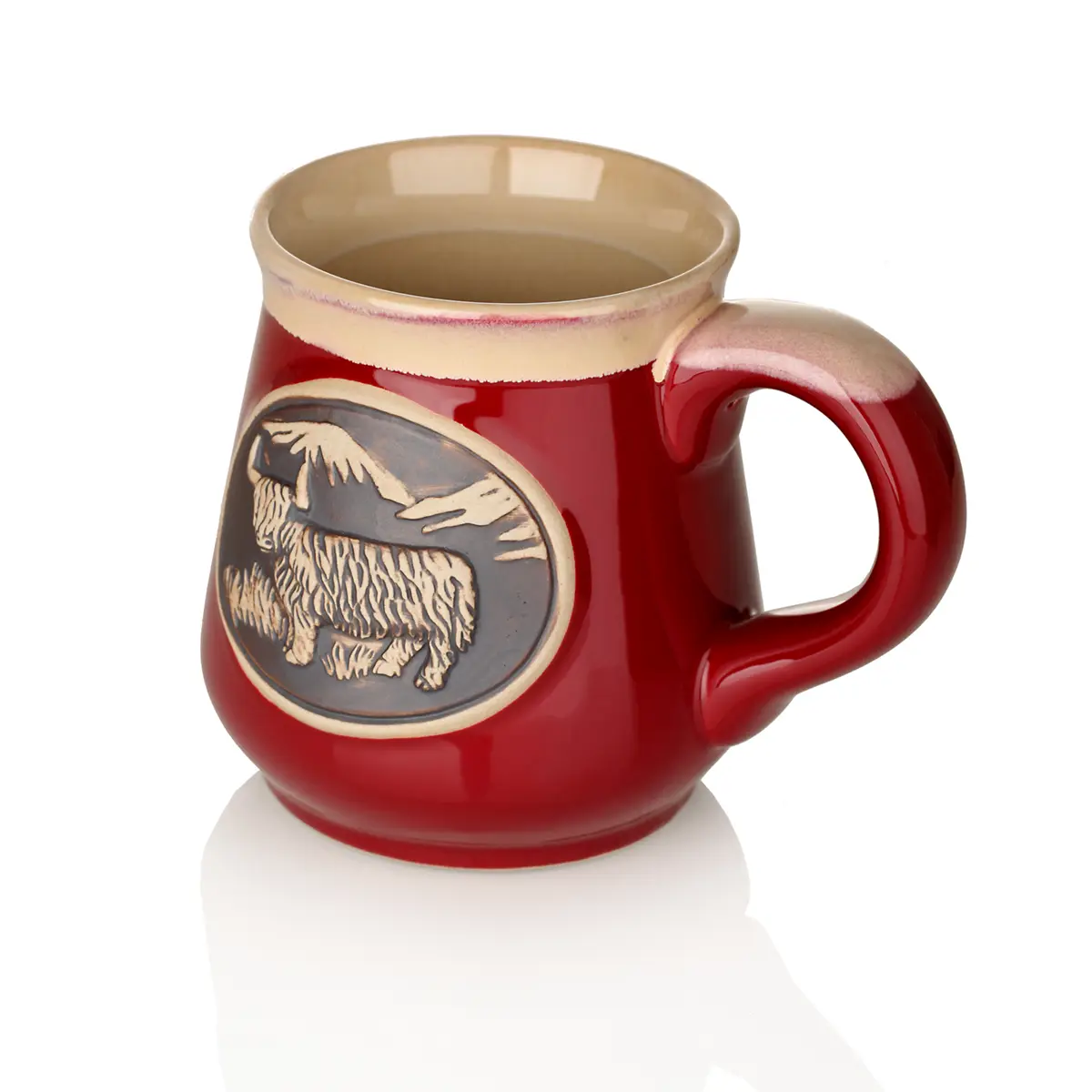 Highland Cow Stoneware Mug - Schottisches Rind Kaffeebecher - Rot