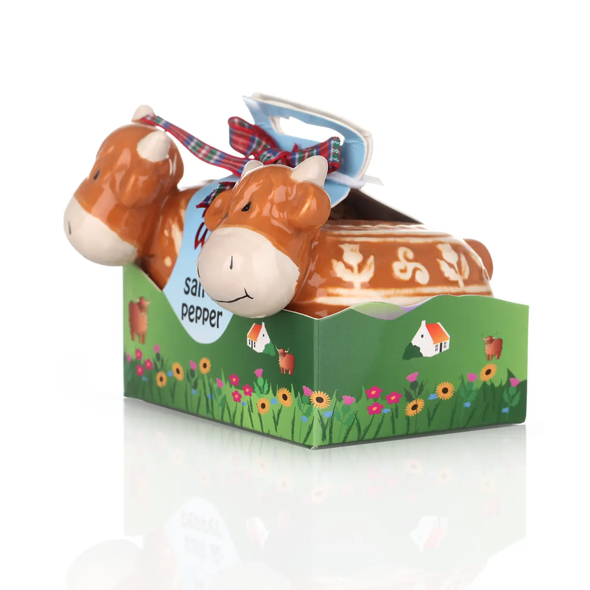 Woolly Ware - Handbemalte Highland Cow Keramik Salz- und Pfefferstreuer