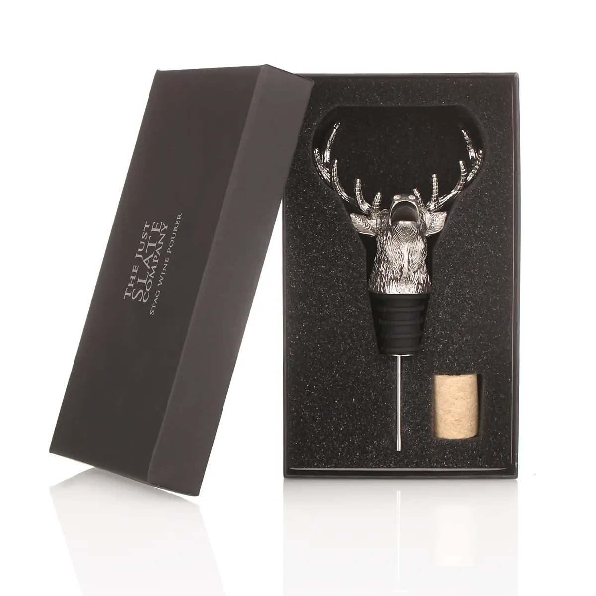 Highland Stag Wine Pourer - Edelstahl Flaschen-Ausgießer mit Hirschkopf