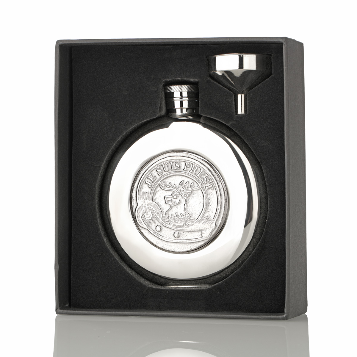 Flachmann-Schottland-oulander-clan-fraser-002LCiat5SXD3eDp Je Suis Prest - Runder Outlander Clan Fraser Flachmann aus Edelstahl & Zinn