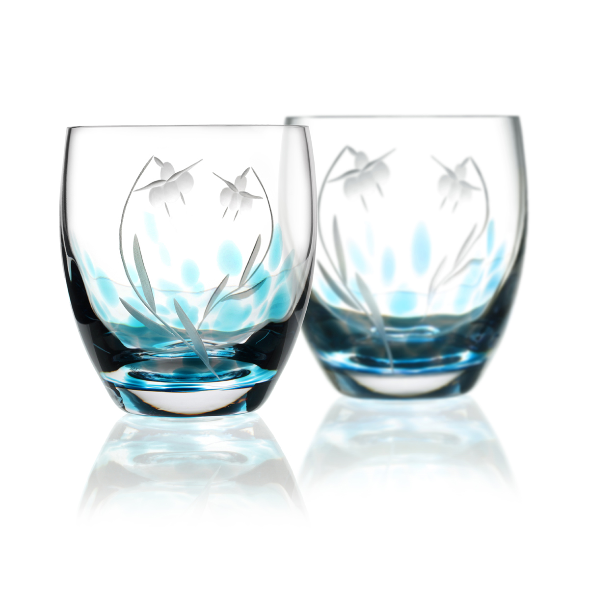 2 x Celtic Meadow Whiskey Tumbler - Handgefertigtes Kristallglas aus Irland