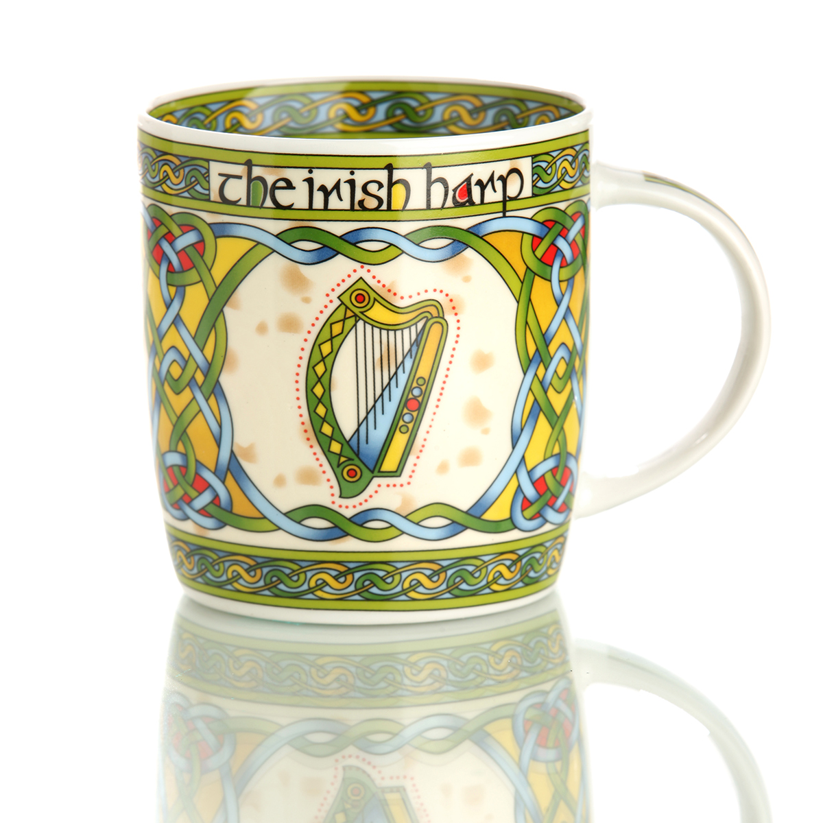 The Irish Harp Mug - Kaffeebecher mit irischer Harfe & keltischem Muster