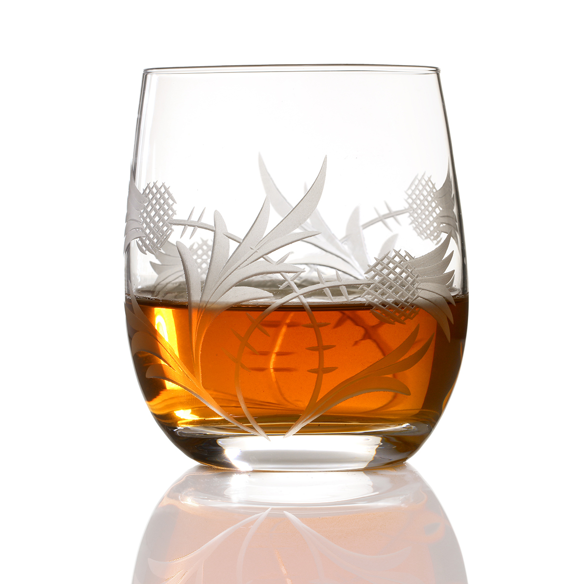 Flower of Scotland Barrel Tumbler - Kristall Whiskyglas mit Distelschliff aus Schottland