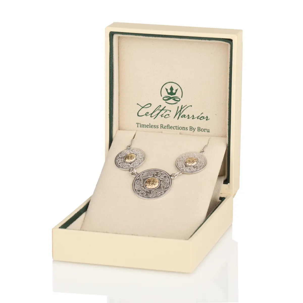 Celtic Warrior - Triple Disc - keltische Kette aus Irland mit Gold Beads