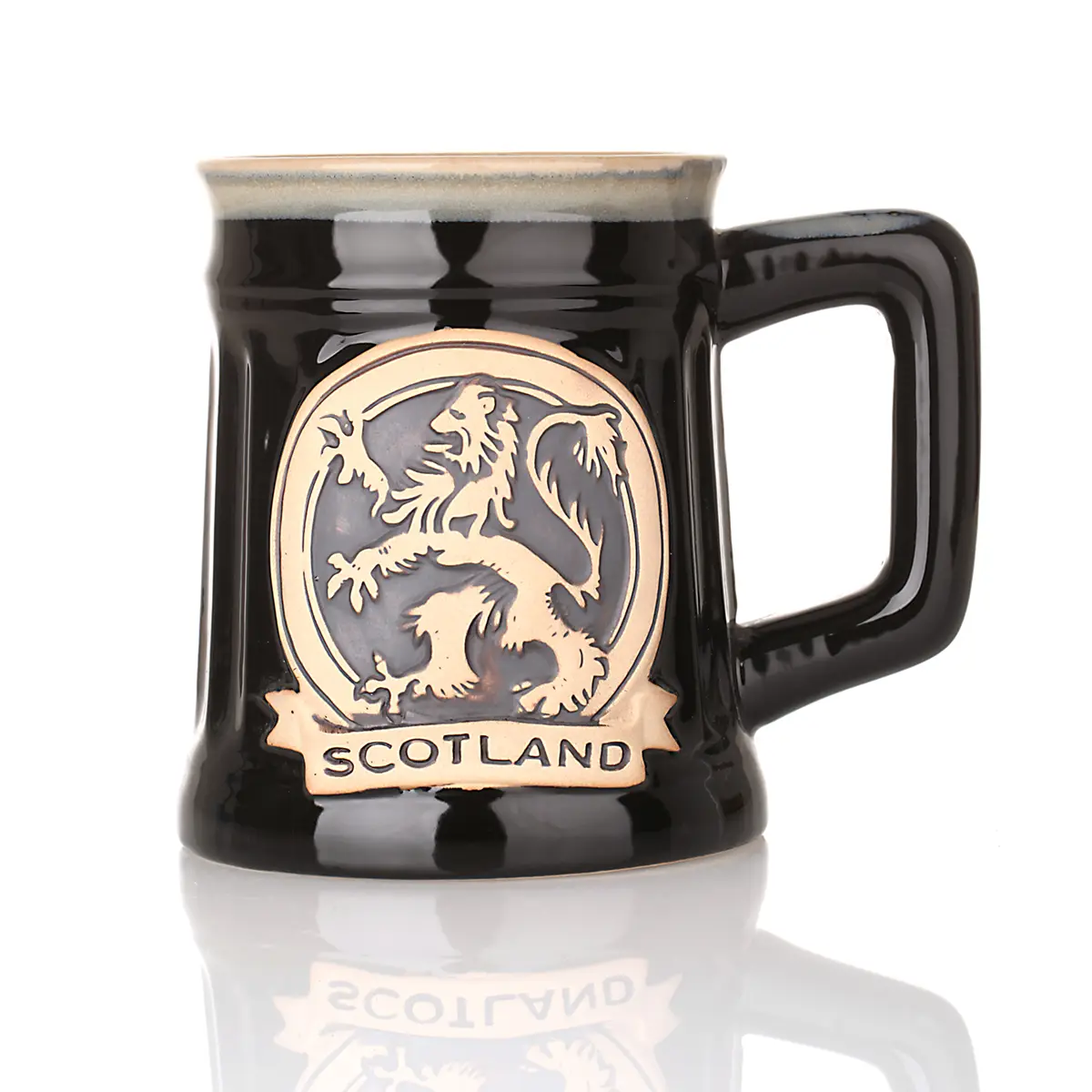 bier-krug-becher-tankard-schottland-lion-rampant-loewe-008 Lion Rampant Stoneware Tankard - Schottischer Löwe Bierkrug - Schwarz