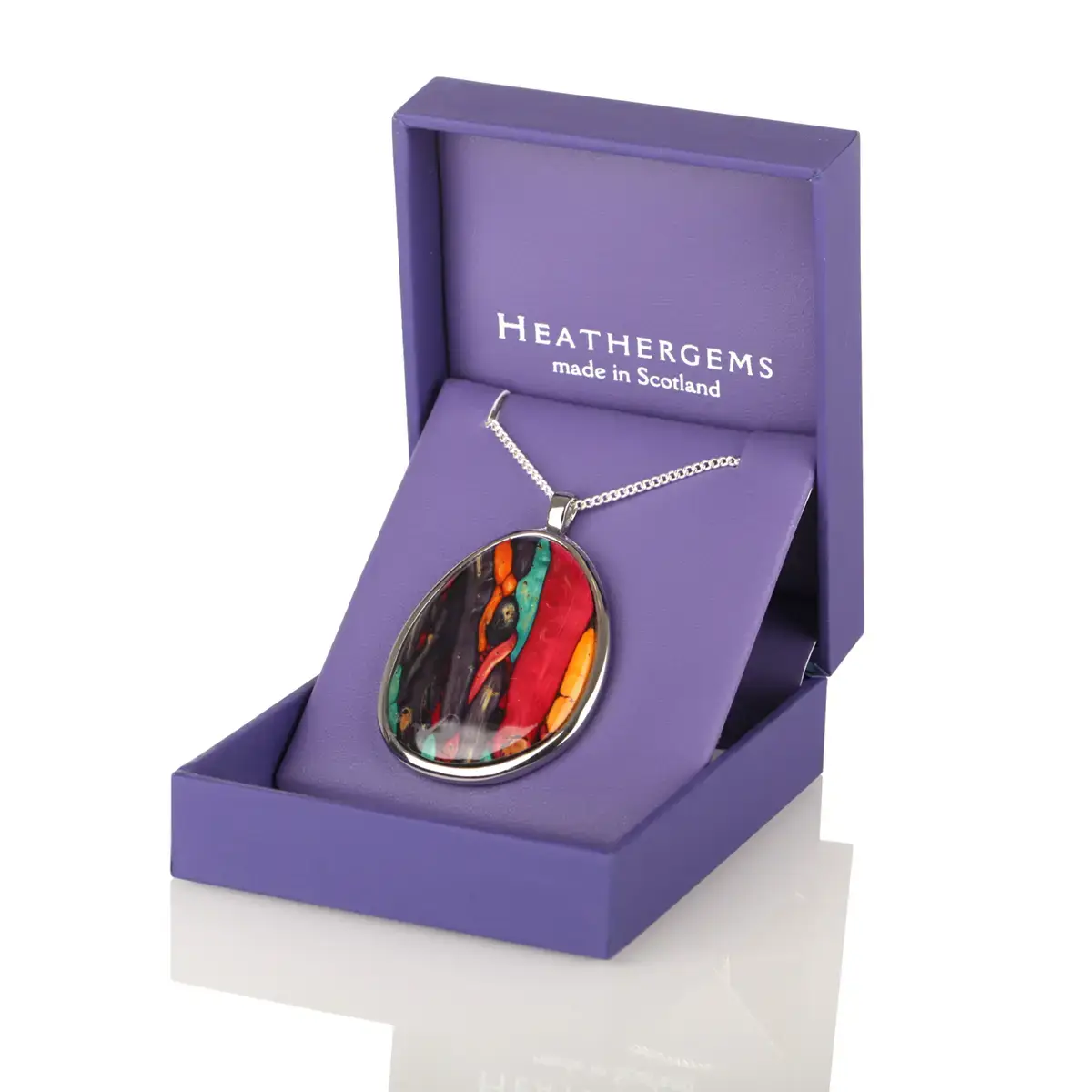 Schottische Heathergem Kette aus Edelstahl & Heideholz