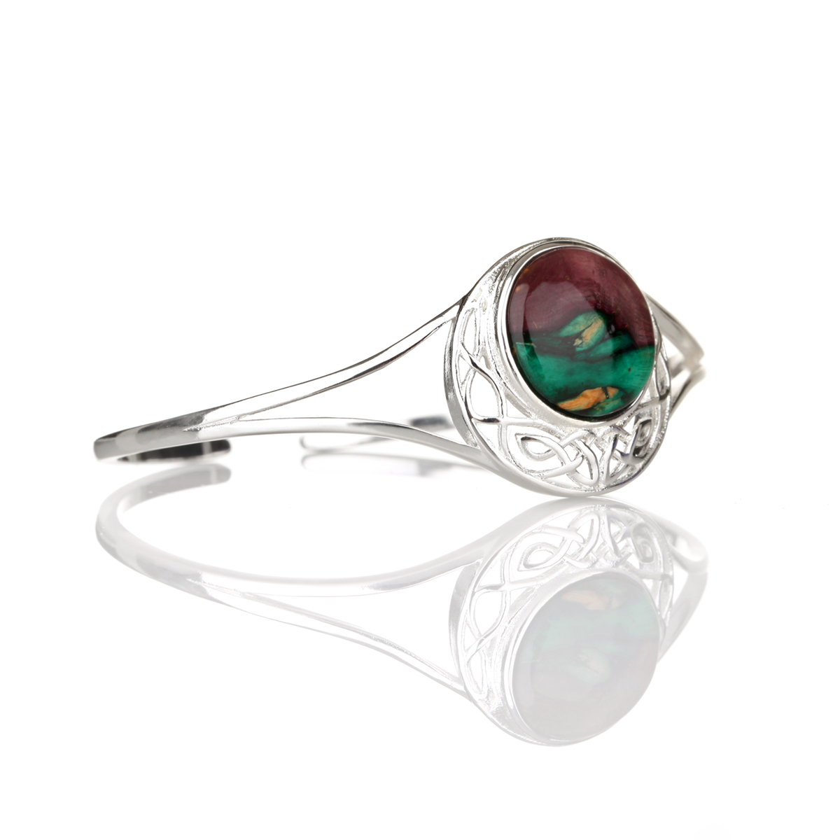 Armreif-Armband-Heathergem-Schottland-Silber-003 Keltischer Heathergem Armreif - Handgefertigt in Schottland