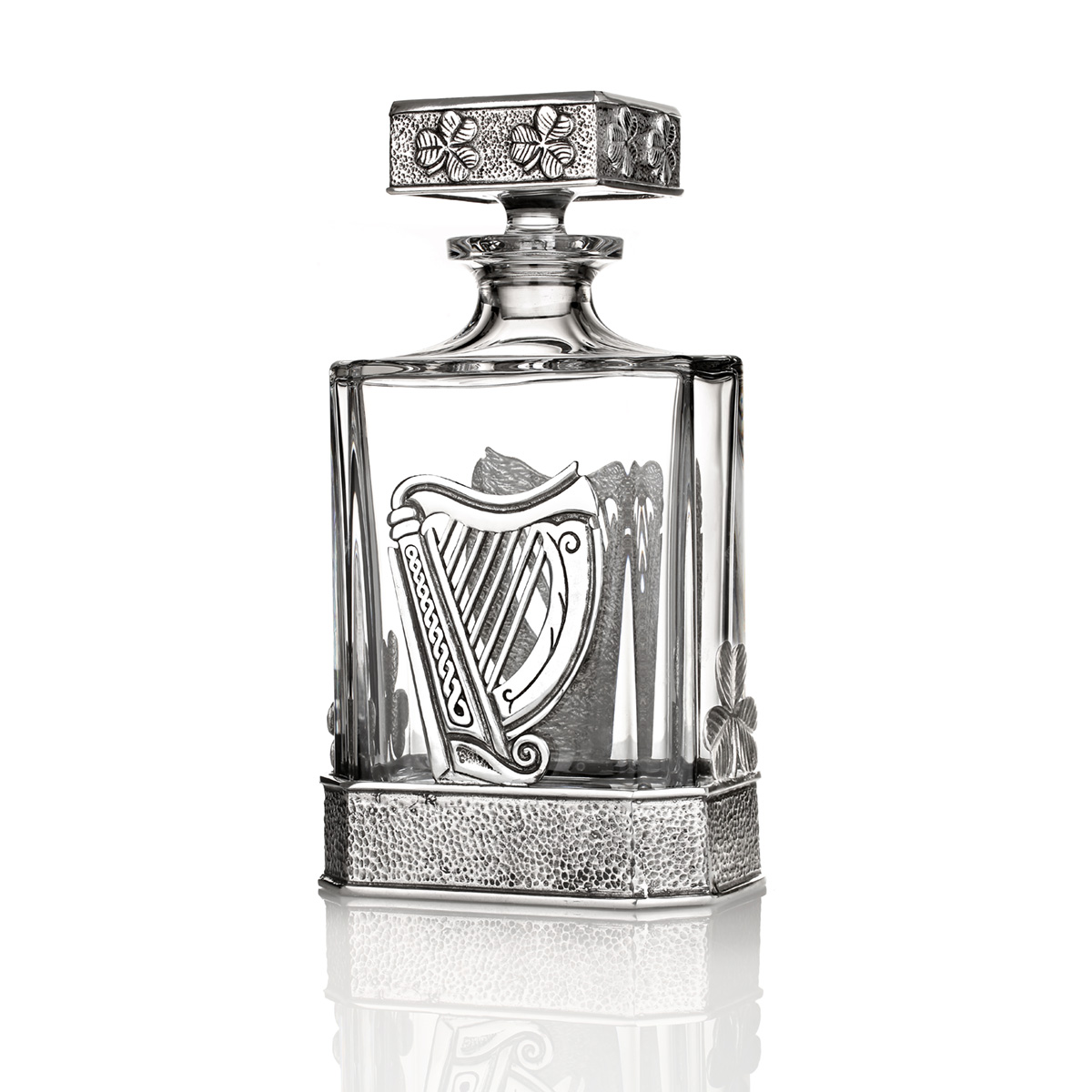 Dekanter-karaffe-Irland-Whiskey-Whisky-Silber-001 The Irish Decanter - Irische Whiskey Karaffe handgefertigt aus Glas und Zinn