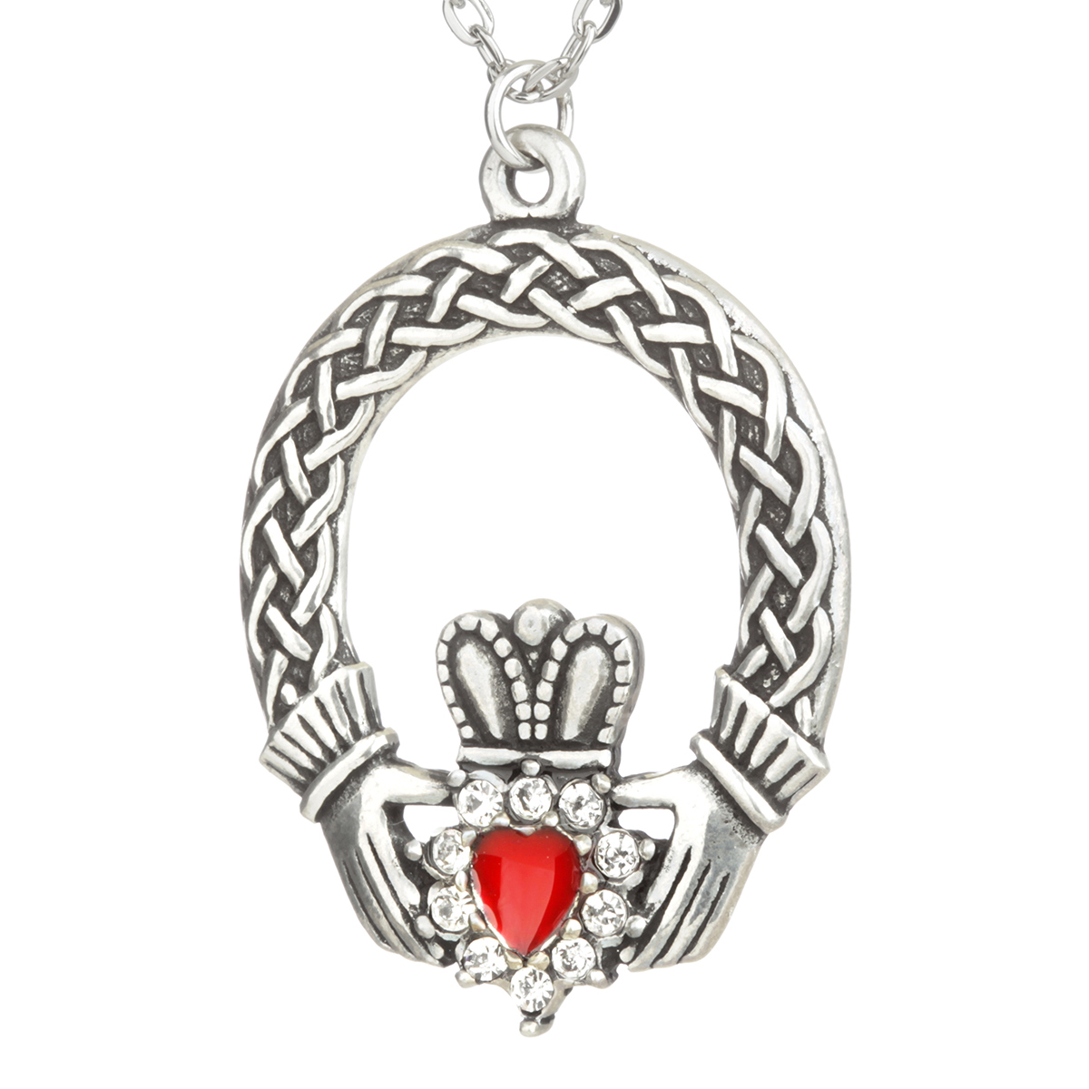 Kette-anhaenger-claddagh-ring-kristall-emaille-003 Crystal Claddagh Ring Kette mit Emaille & Kristall