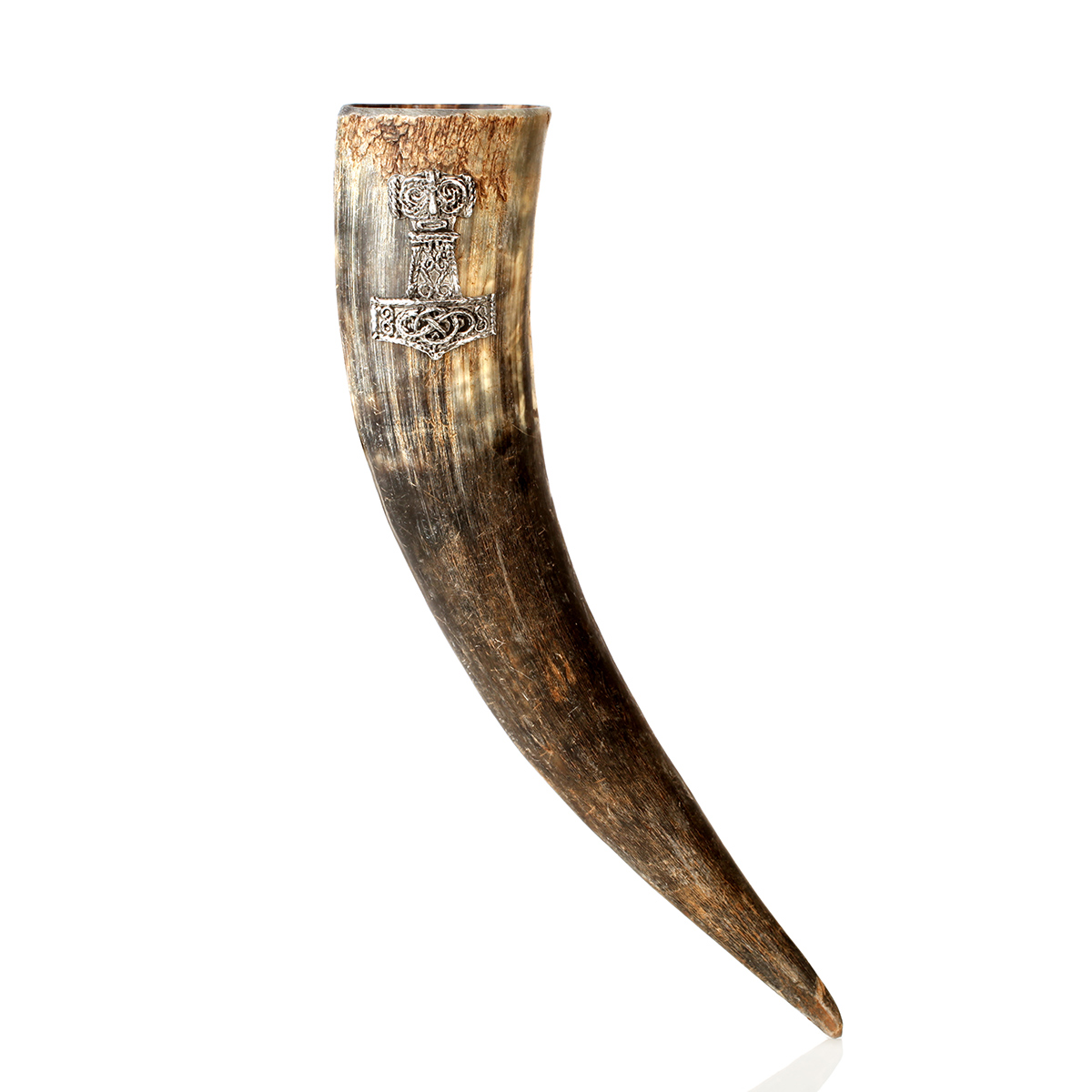 trinkhorn-wikinger-thors-hammer-mjoelnir-006OF3NrGk4420ZL Mjölnir Rå - Thors Hammer Trinkhorn - ca 0,5 Liter - Rinderhorn Natur / Roh