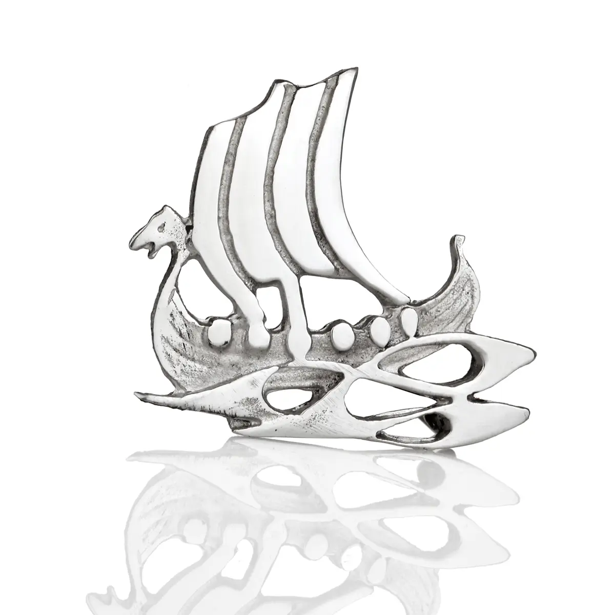 anstecknadel-kiltpin-wikinger-boot-schiff-silber-002 Wikingerschiff Brosche - Handgefertigt in Schottland