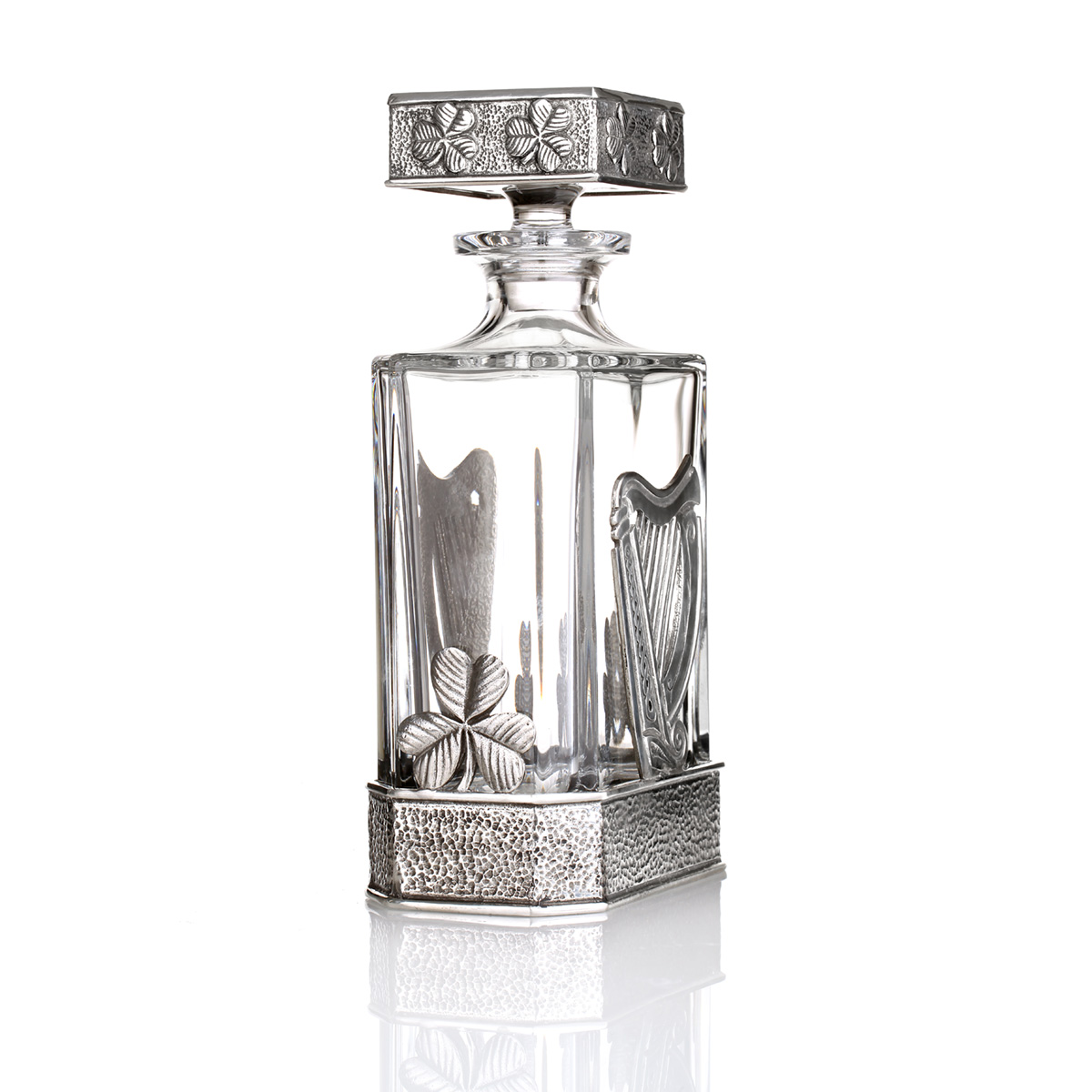 Dekanter-karaffe-Irland-Whiskey-Whisky-Silber-002 The Irish Decanter - Irische Whiskey Karaffe handgefertigt aus Glas und Zinn