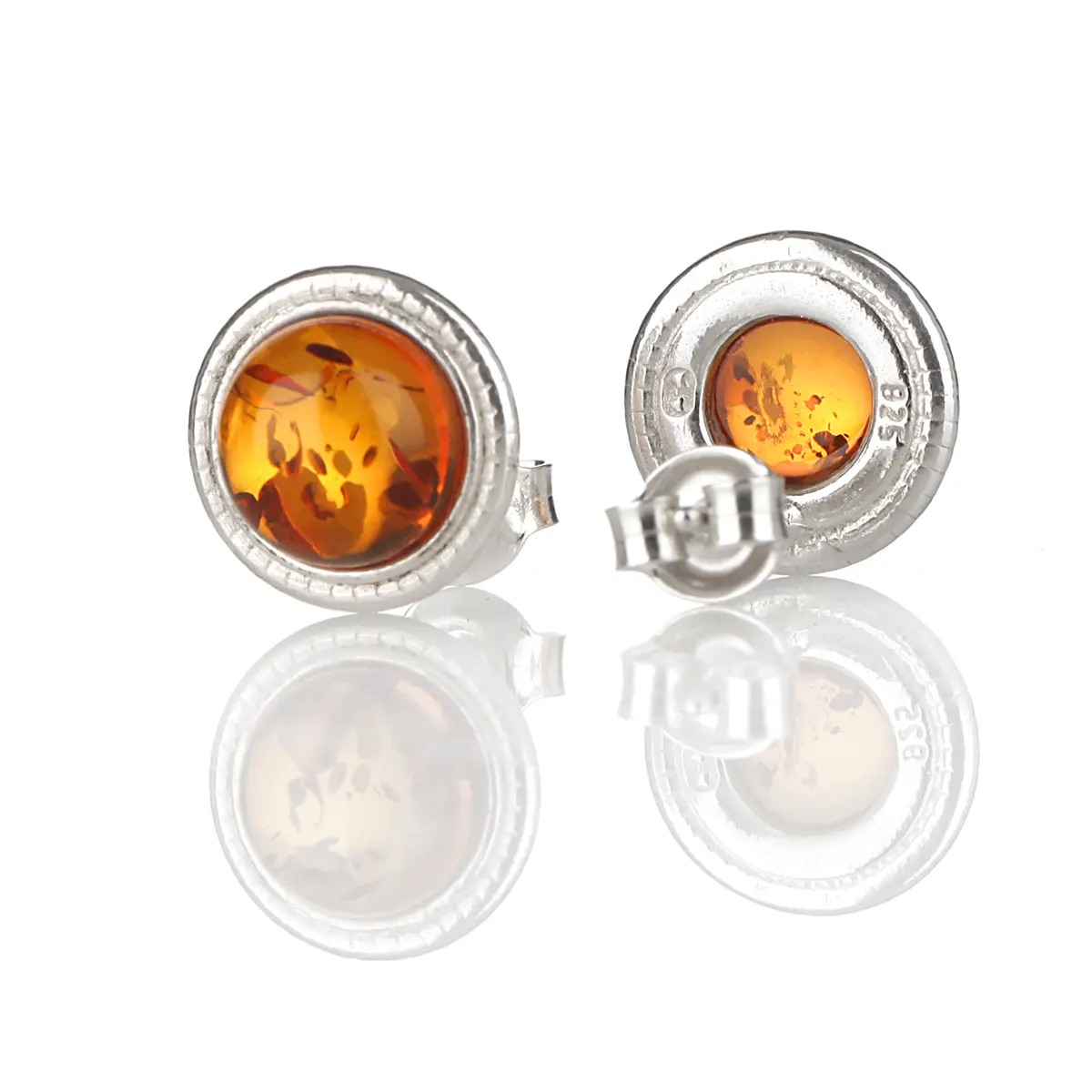 Amber Circle - Irische Ohrstecker aus honigfarbenem Bernstein & Sterling Silber