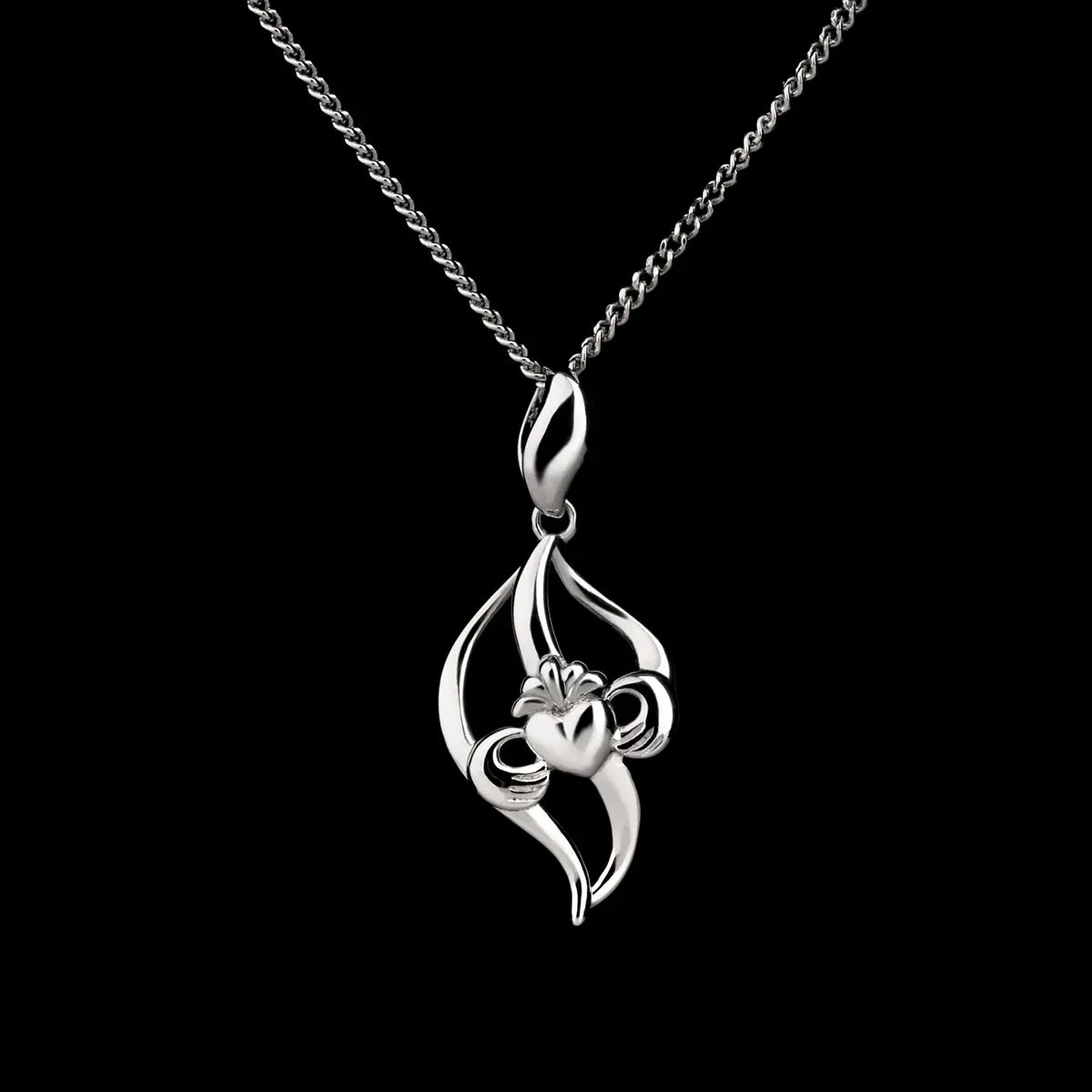 kette-anhaenger-leaf-claddagh-silber-irland-002 Leaf Claddagh Pendant - Moderne Claddagh Kette handgefertigt in Irland