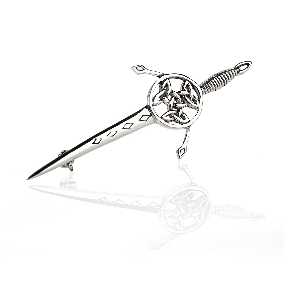 Celtic Sword Kilt Pin aus Sterling Silber - Schwert & keltische Muster