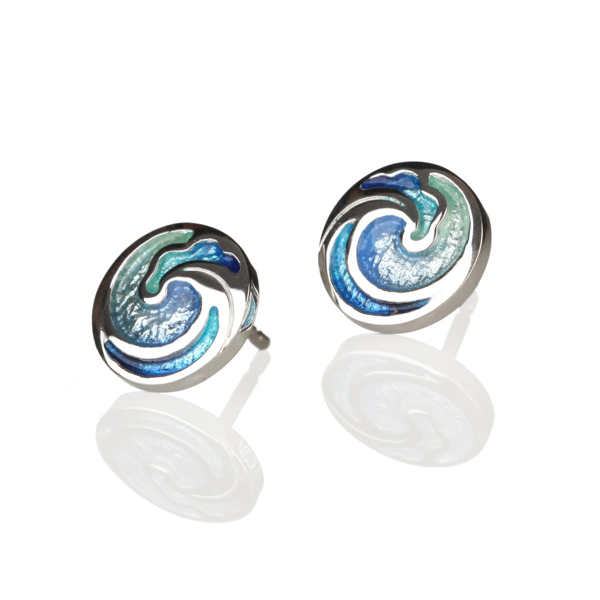 Orkney Coastal Ohrstecker aus Schottland - Sterling Silber & Emaille Blau