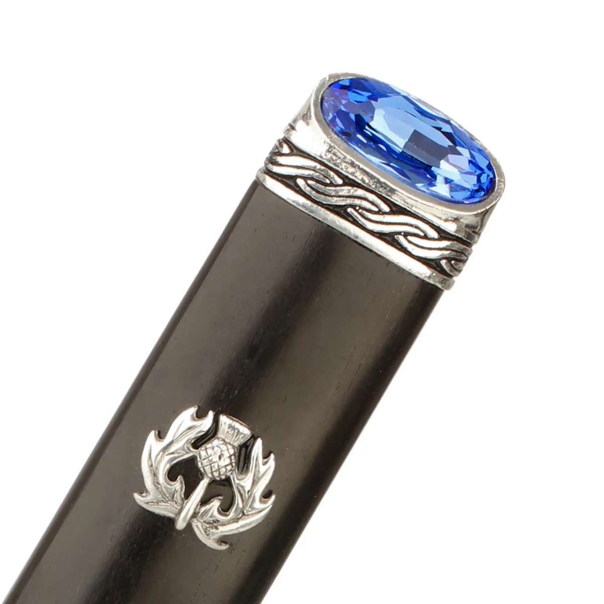 Blackwood Sapphire Sgian Dubh - keltische Muster - schottische Distel & blauer Kristall
