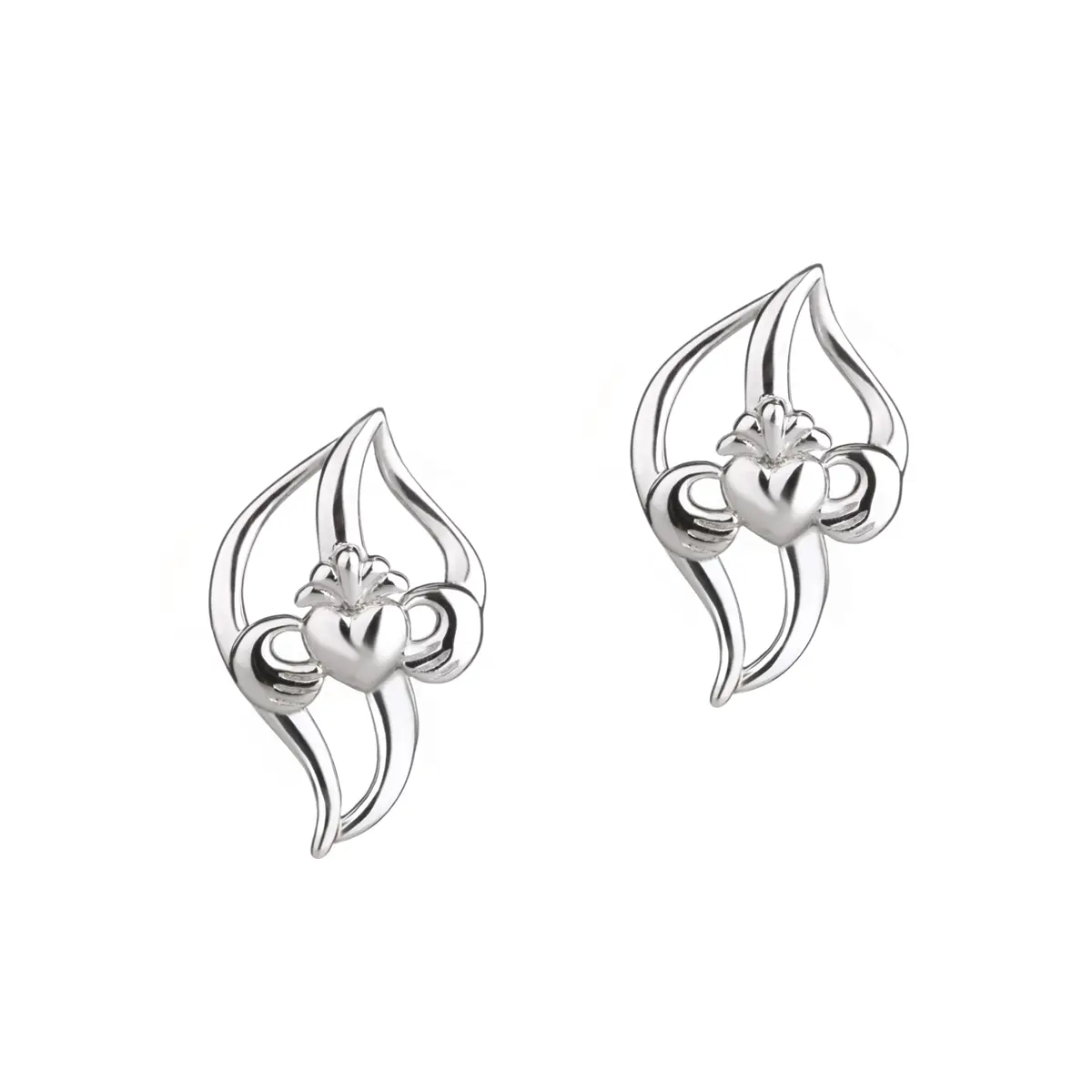 ohrstecker-ohrringe-leaf-claddagh-silber-irland-001 Leaf Claddagh Ohrstecker aus 925er Sterlingsilber – Irischer Schmuck mit Symbolkraft