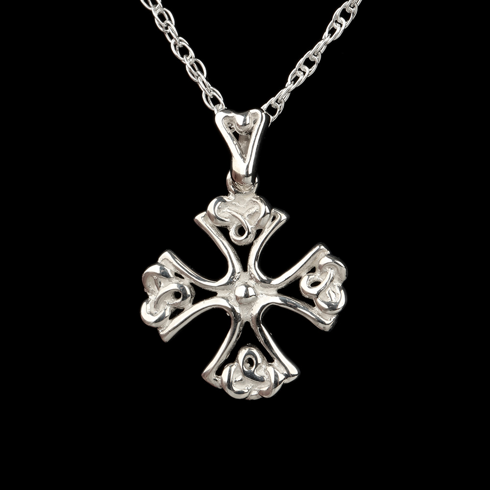 Keltisches Kreuz Kette aus Sterling Silber - Handgefertigt in Schottland