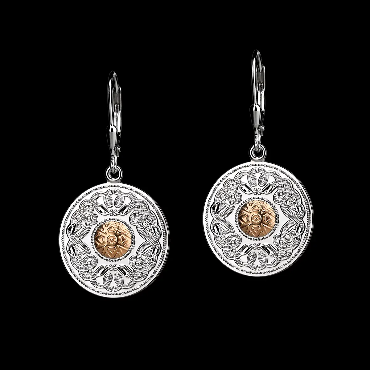 ohrhaenger-ohrringe-celtic-warrior-silber-gold-irland-003 Celtic Warrior - runde keltische Ohrhänger aus Irland mit 18K Gold Bead
