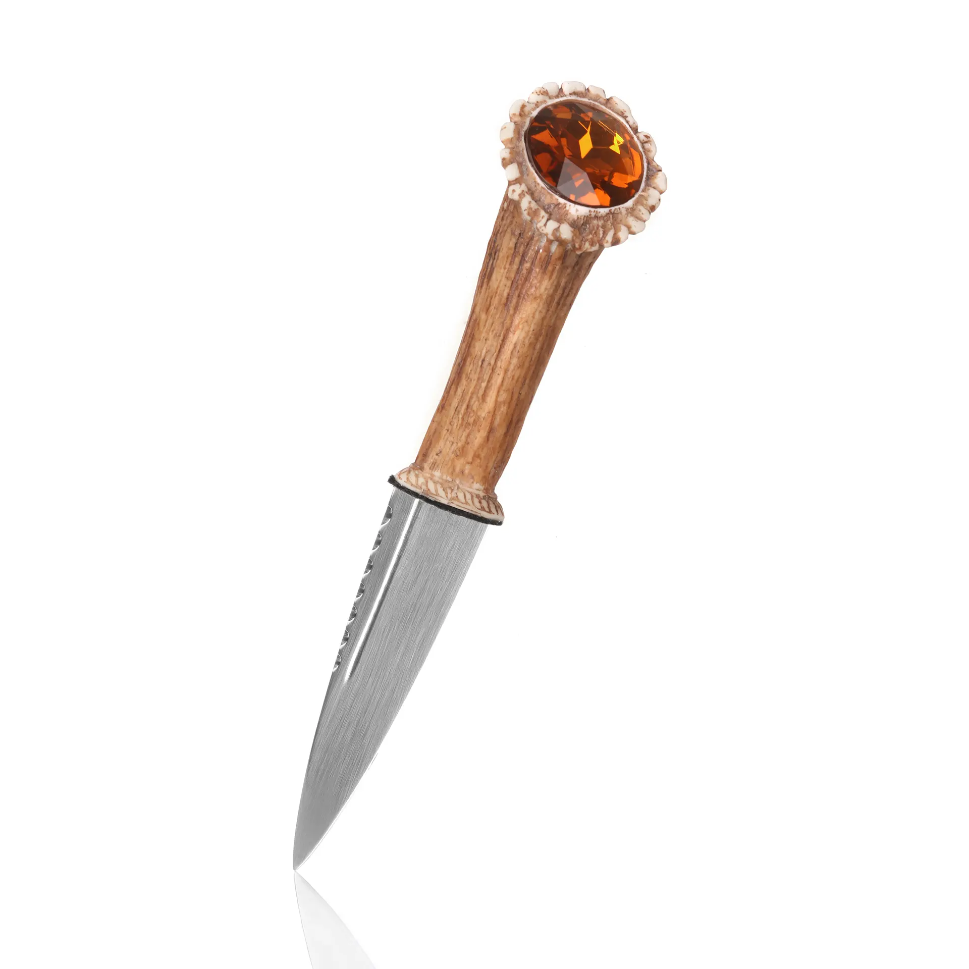 Cairngorm Sgian Dubh in Hirschhorn-Optik mit Kristall – Handgefertigt in Schottland