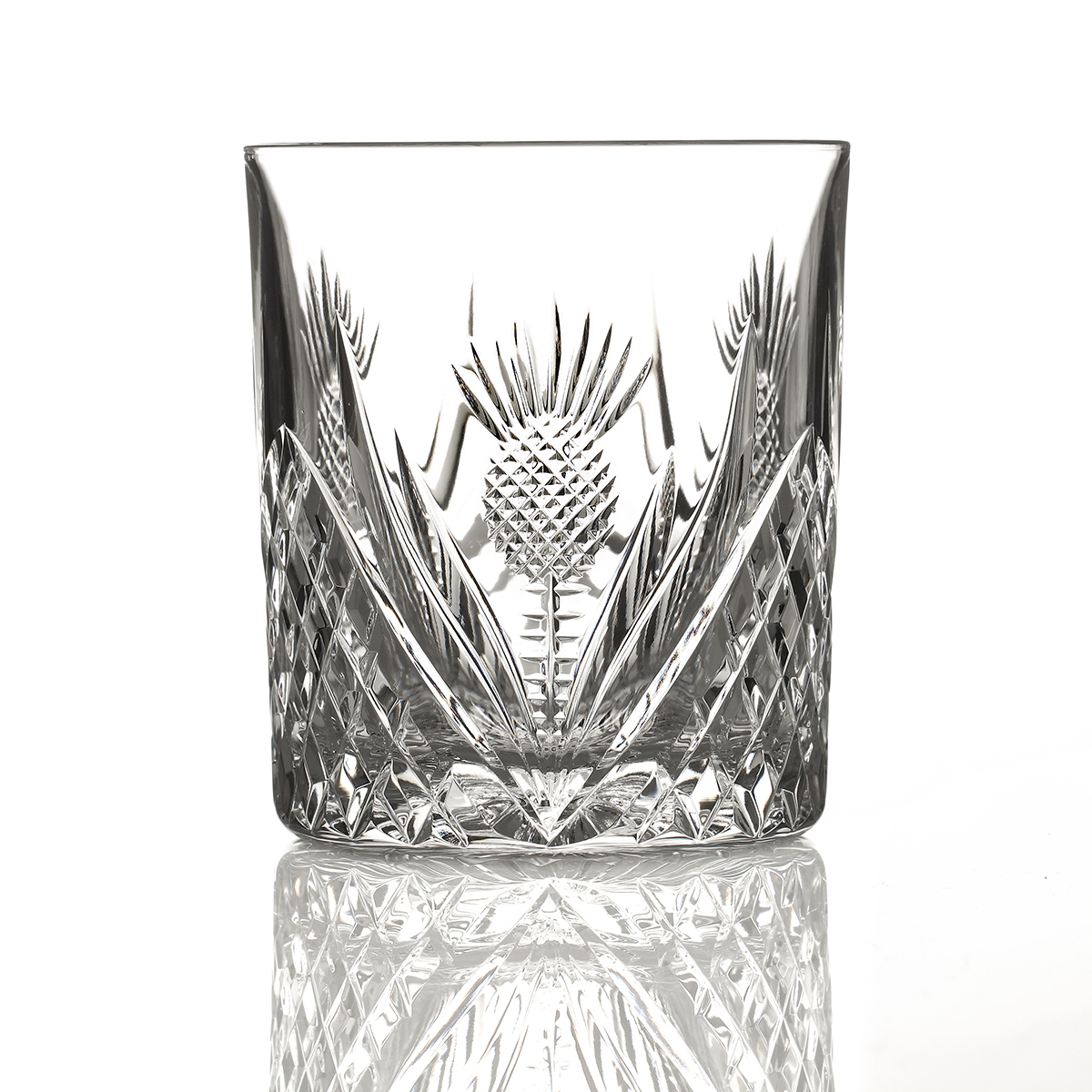 dram-tumbler-whisky-kristall-glas-distel-thistle-007 Schottische Distel - Kristall Whiskyglas aus Schottland - mit Diamantschliff