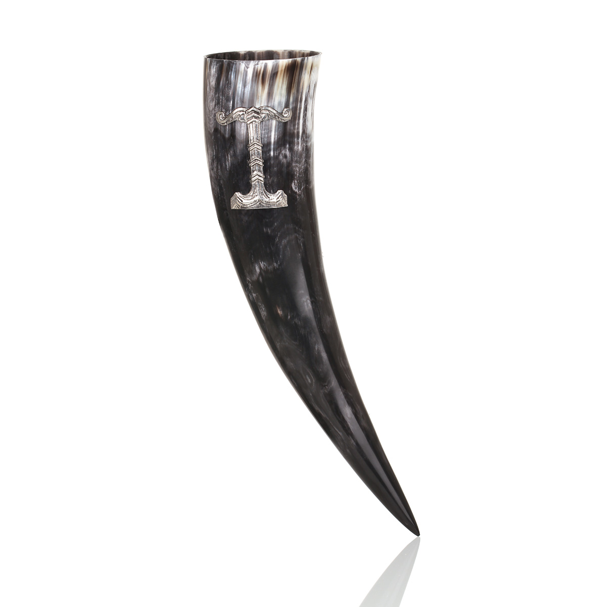 trinkhorn-methorn-irminsul-germanen-wikinger-001 Irminsul Trinkhorn - 0,5 Liter - poliertes Rinderhorn & Zinn Verzierung