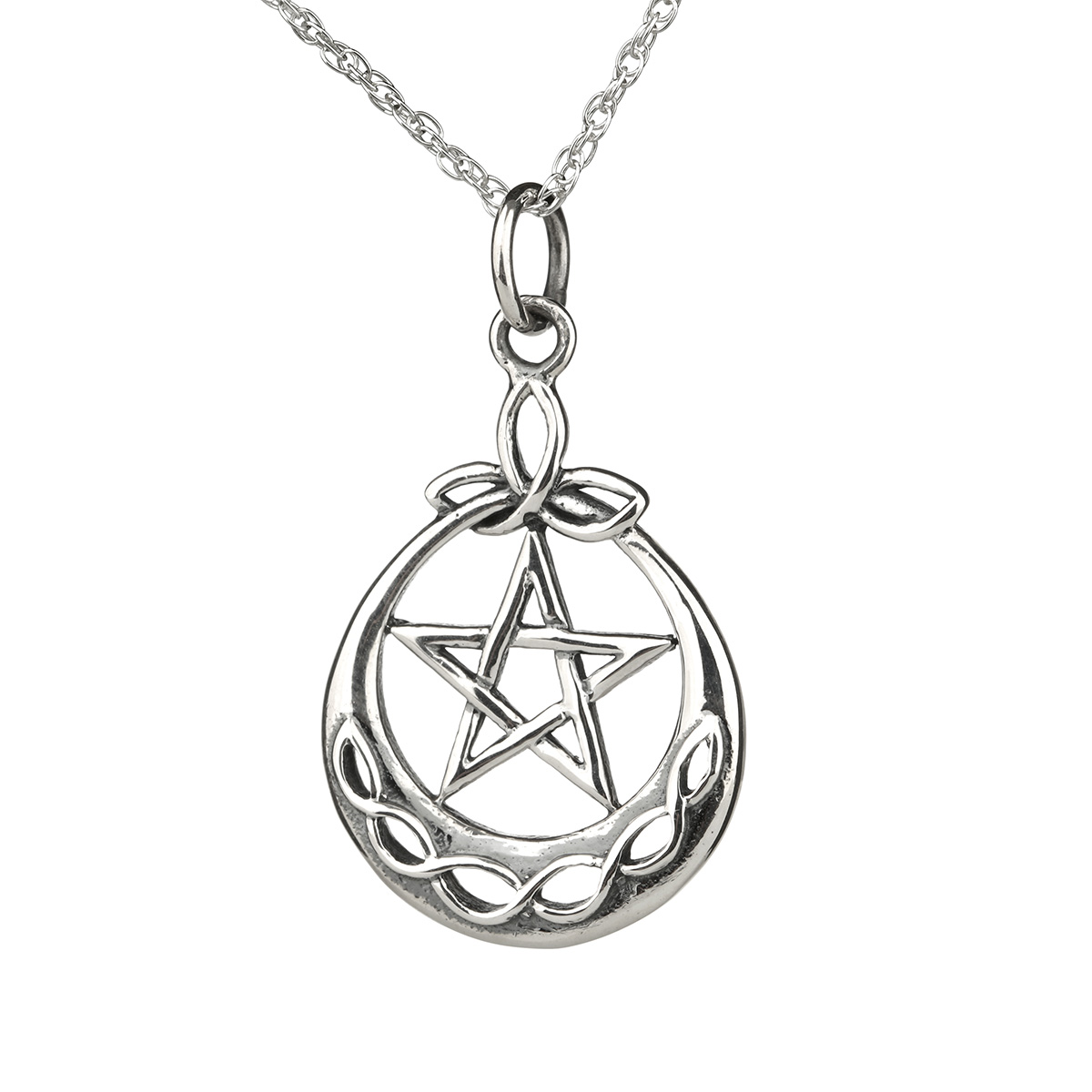 Keltisch-pentagramm-silber-001 Pentagramm & Triskele Kette aus Sterlingsilber - Handgefertigt in Schottland