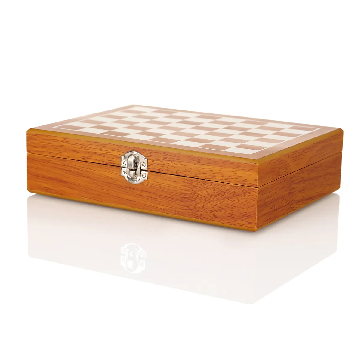 Harris Tweed Flachmann & Schachspiel Geschenkset in Holzbox