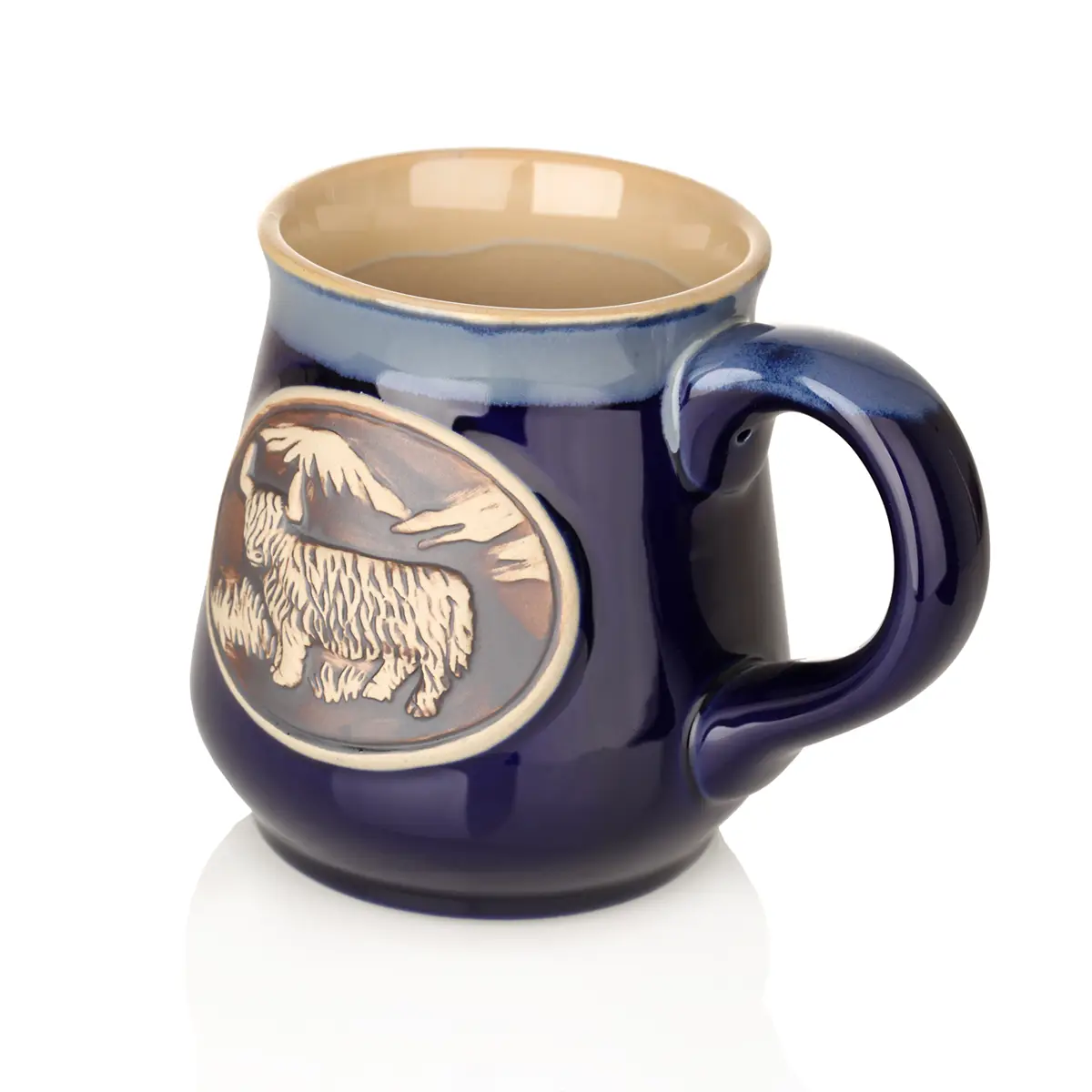 Highland Cow Stoneware Mug - Schottisches Rind Kaffeebecher - Blau