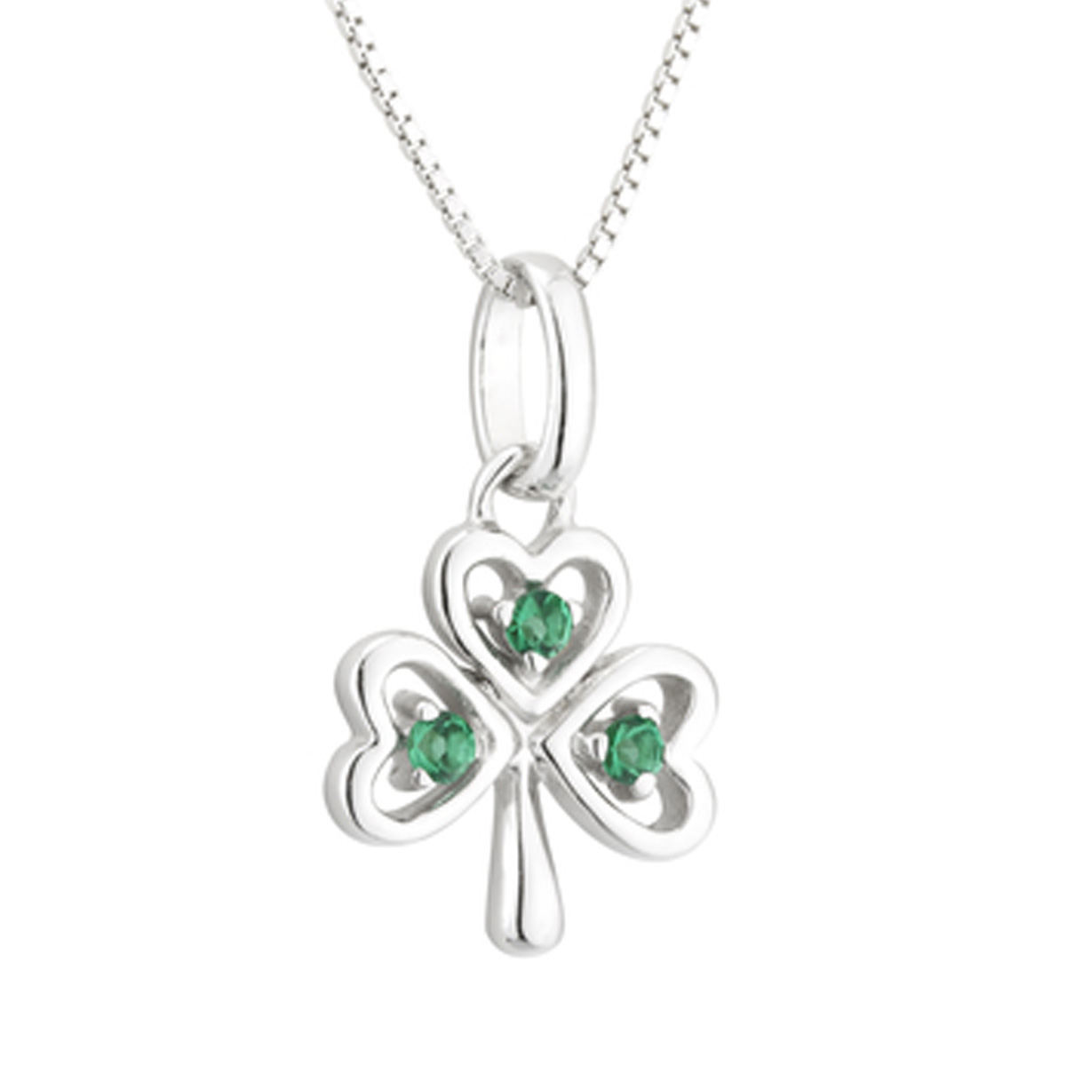 Crystal Irish Shamrock Anhänger & Kette aus Irland - Sterling Silber & Kristall