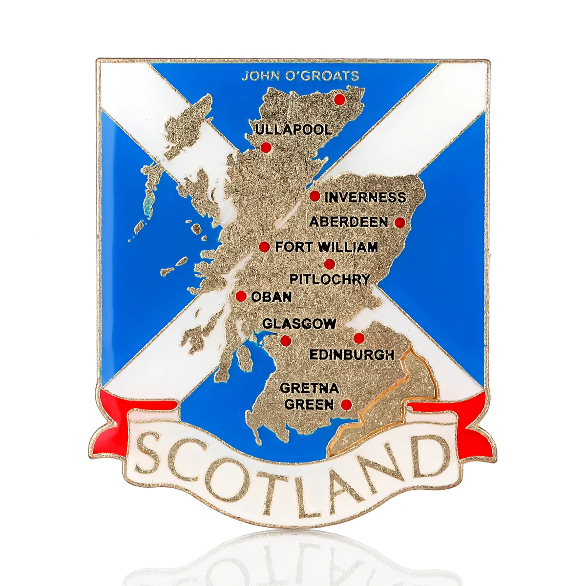 Scotland Map Deko Magnet / Kühlschrankmagnet aus Schottland - Metall & Emaille