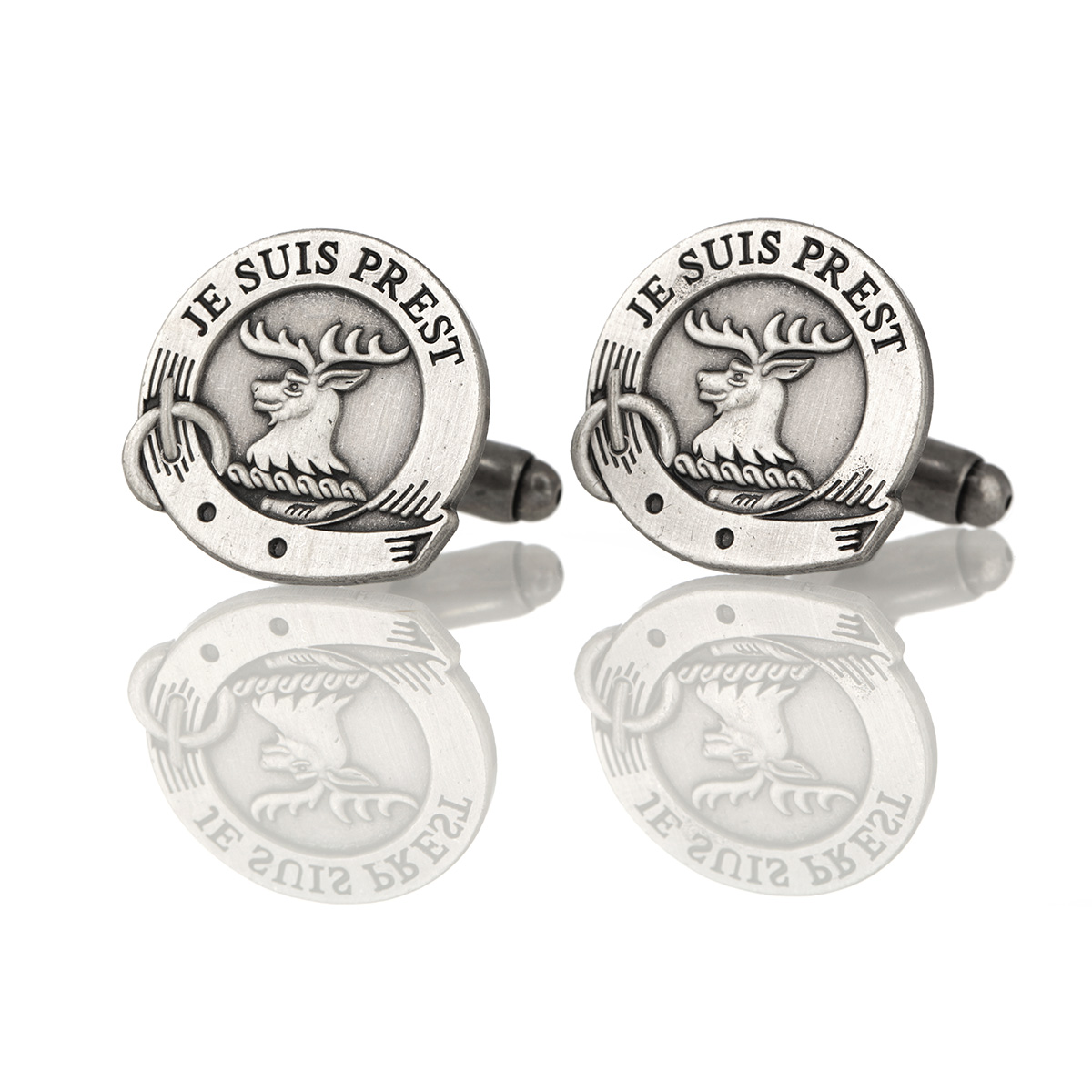 outlander-manschettenknoepfe-cufflinks-001 Je Suis Prest - Outlander Clan Fraser Crest Manschettenknöpfe aus Schottland