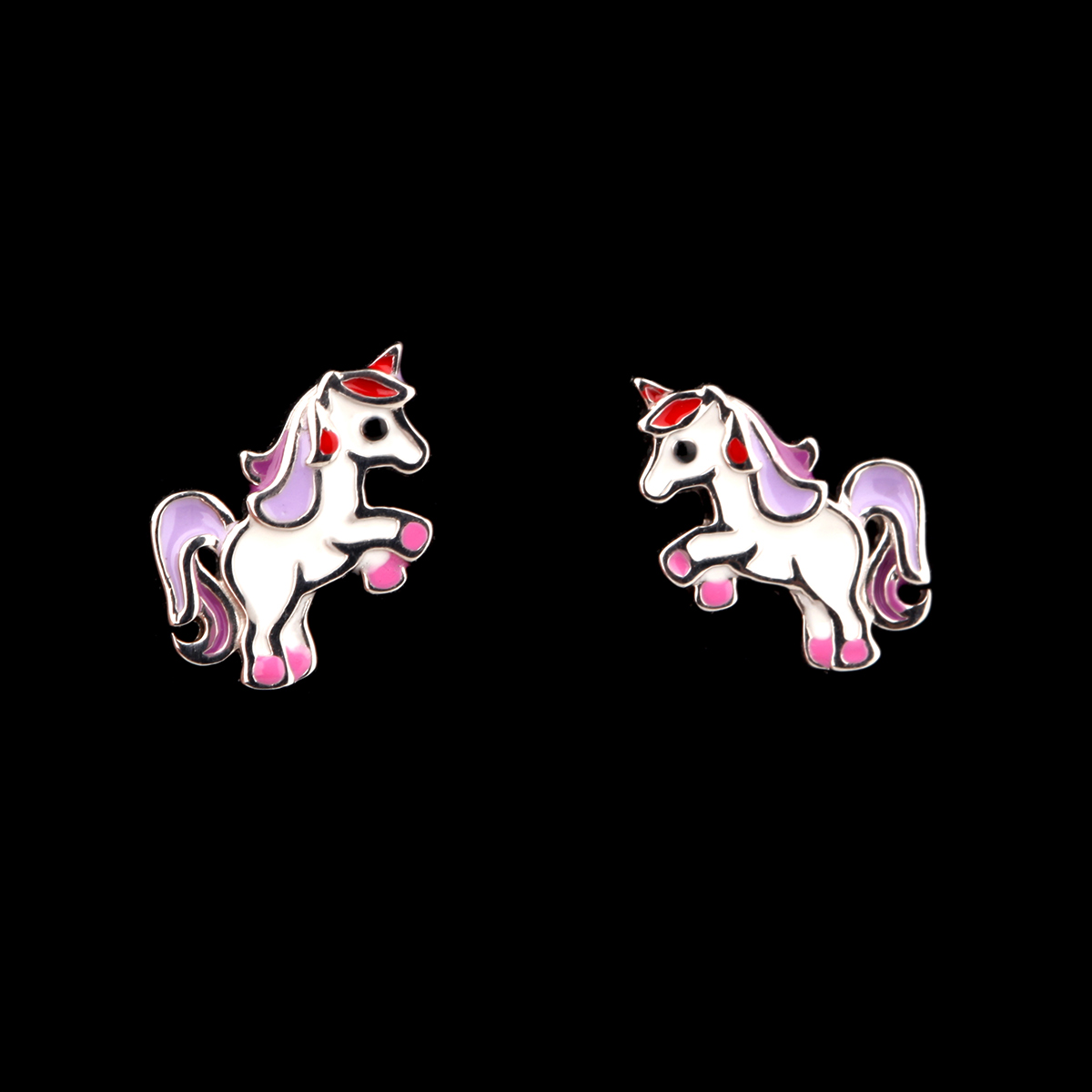 ohrstecker-einhorn-little-unicorn-kinder-silber-007 Kiddies Unicorn - süße Einhorn Ohrstecker für Kinder - Sterling Silber & Emaille