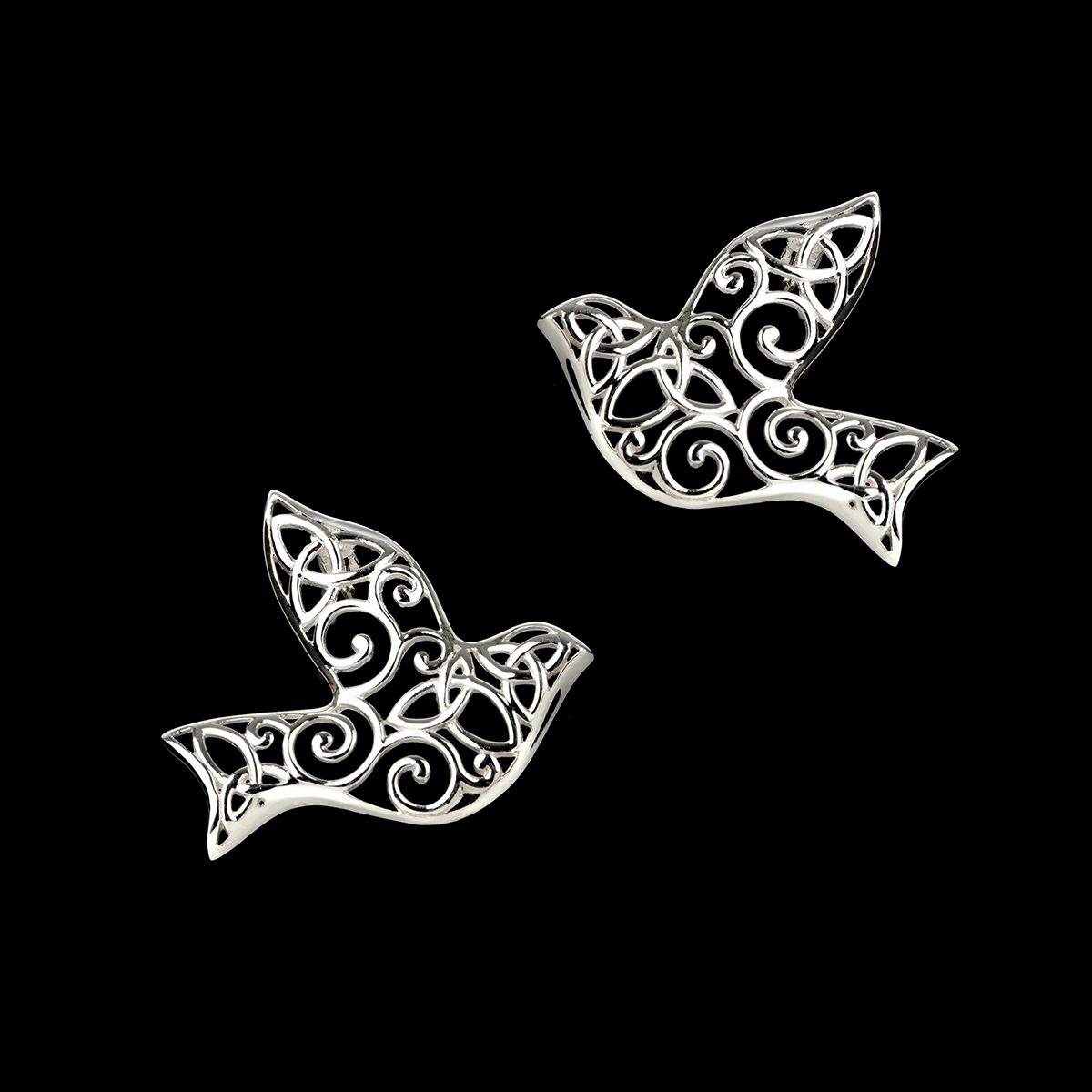 Iona Abbey Dove Ohrstecker - keltisch inspirierte Tauben aus Sterling Silber
