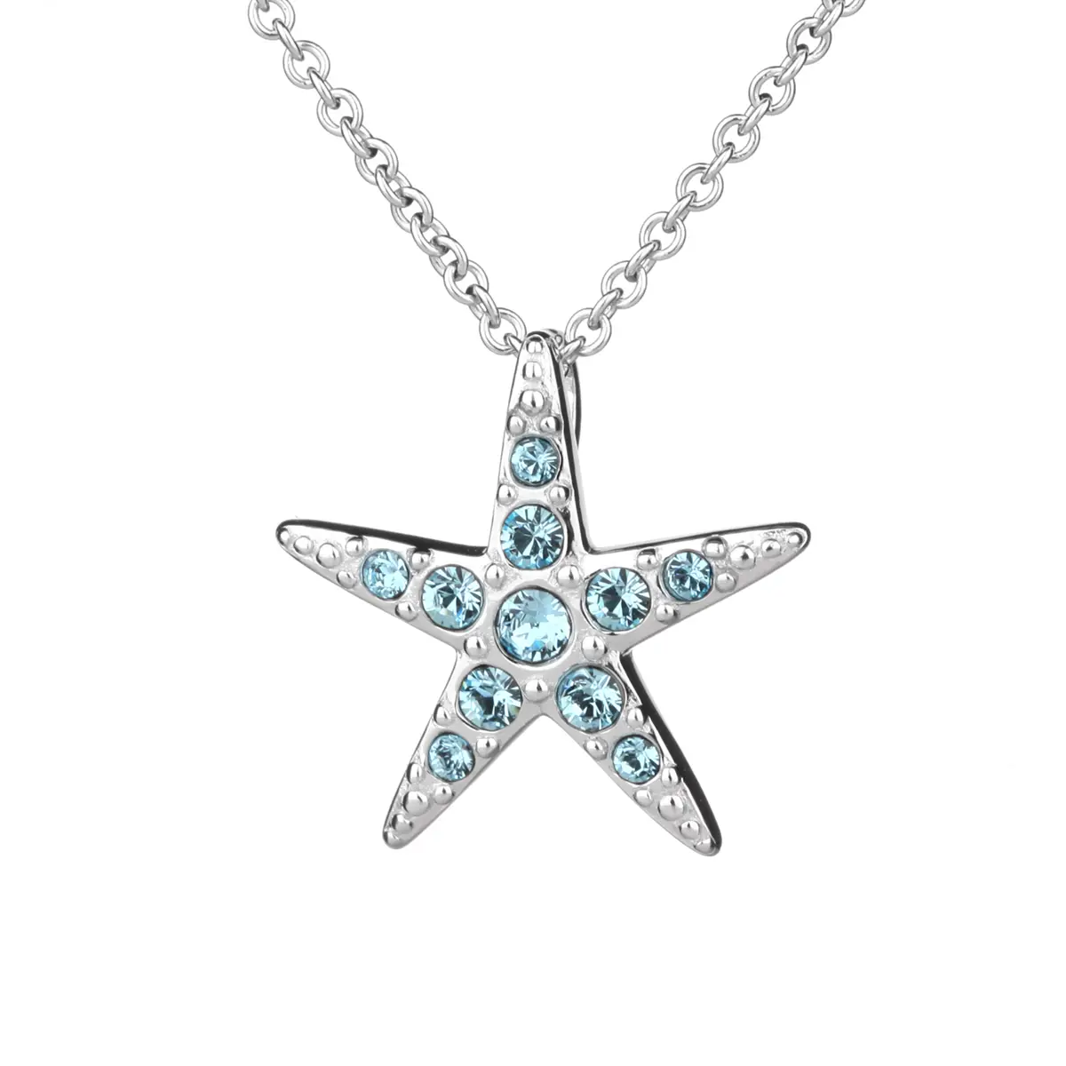 kette-anhaenger-seestern-starfisch-silber-kristall-irland-002 Ocean Aqua Starfish - Seestern Kette aus Sterling Silber & Swarovski Kristall