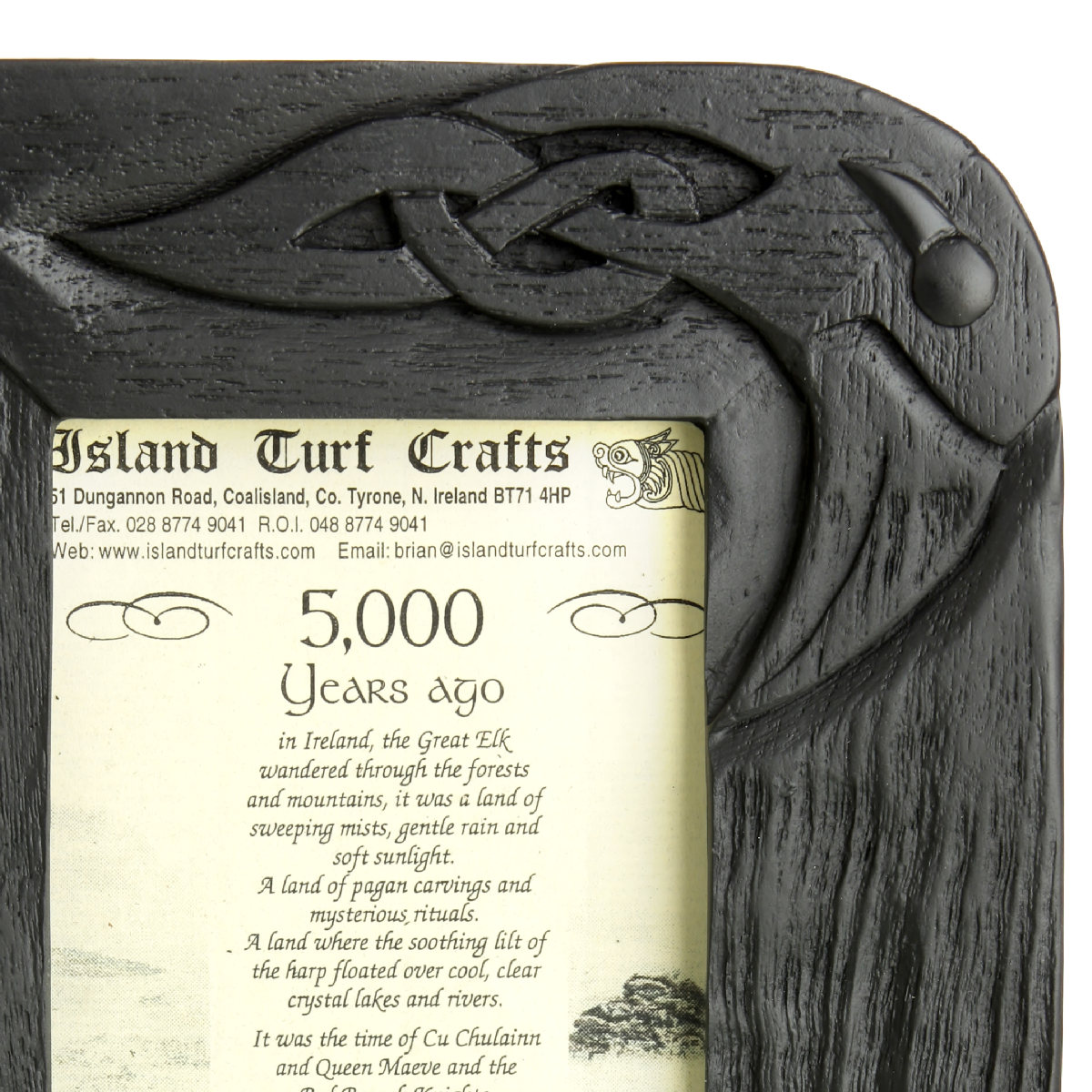 Celtic Bird - Keltischer Torf Bilderrahmen - 10x15 cm - Handgefertigt in Irland