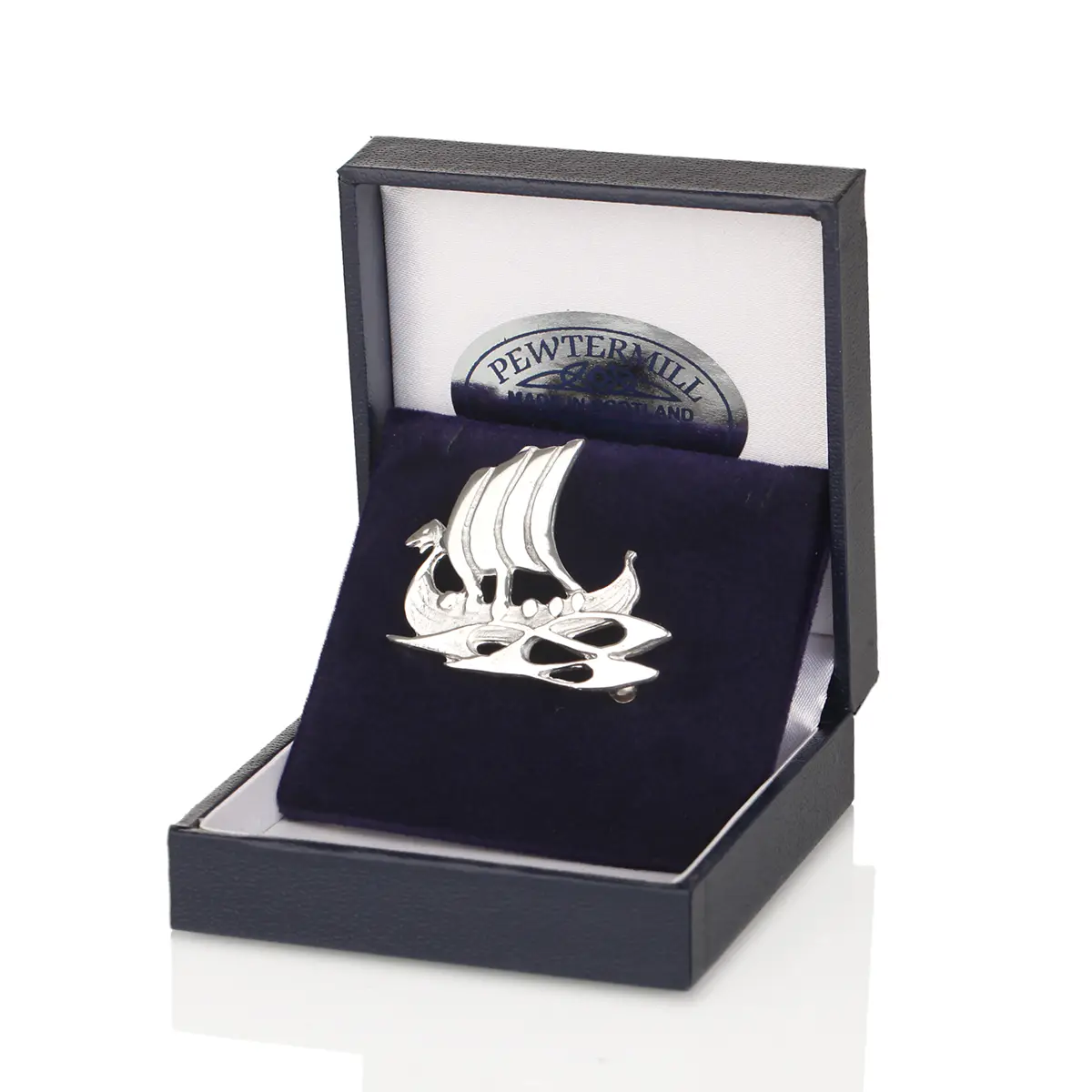 anstecknadel-kiltpin-wikinger-boot-schiff-silber-003 Wikingerschiff Brosche - Handgefertigt in Schottland