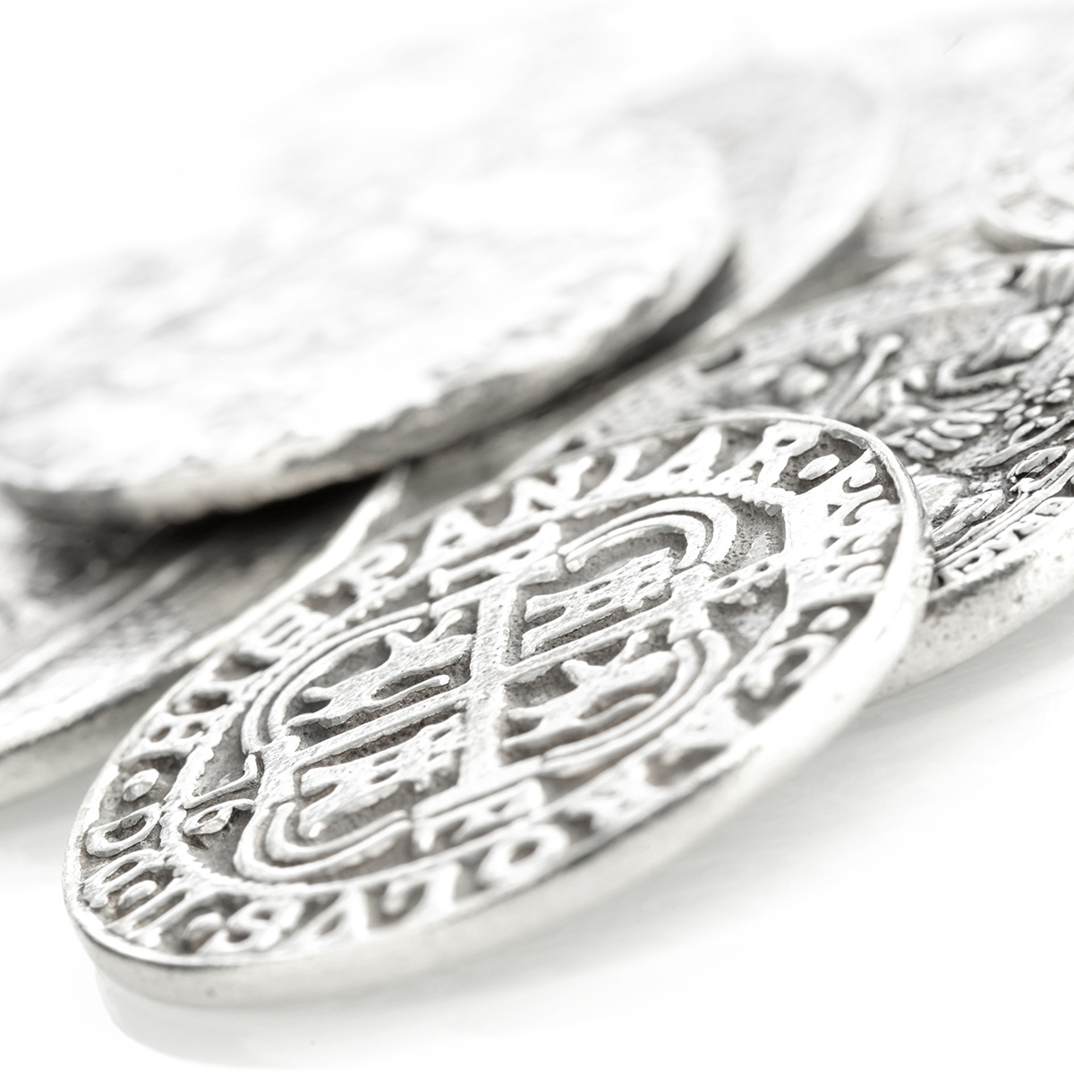 muenzen-piraten-schatz-zinn-pewter-003 Piratenmünzen Repliken aus Metall (Zinn) - 5 Stück - Piratenschatz Made in England