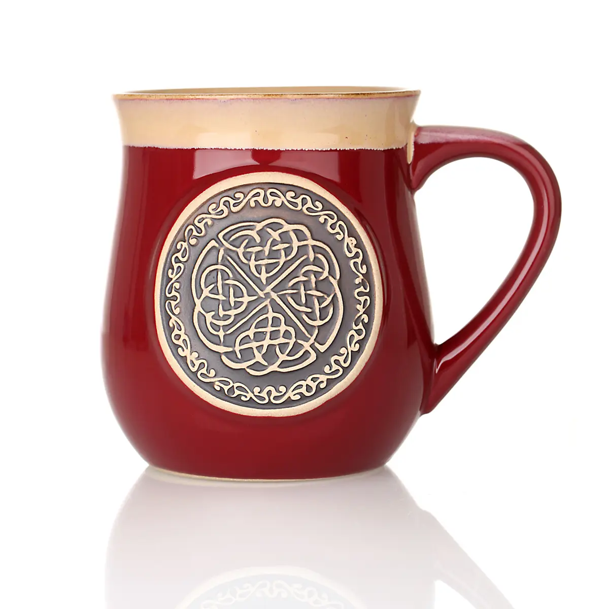Celtic Circle Stoneware Mug - keltischer Kaffeebecher aus Schottland - Rot