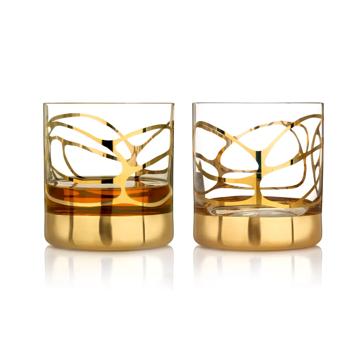 Eisch Whiskyglas Set Stargate - Gold - 2 Stück in Geschenkröhre