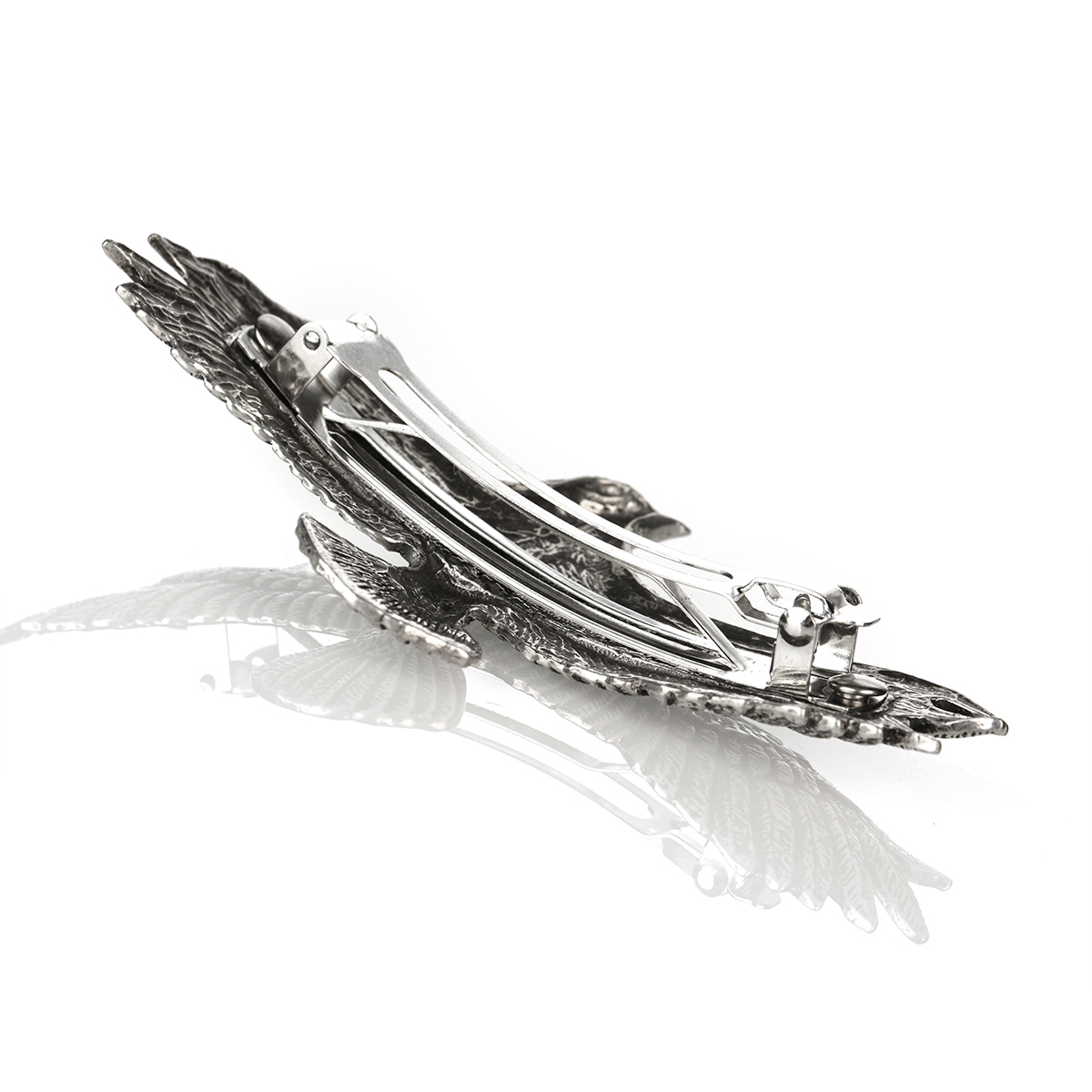 haarspange-adler-eagle-keltisch-zinn-silber-002 Flying Eagle Haarspange -  Fliegender Adler aus Zinn - Handgefertigt in England