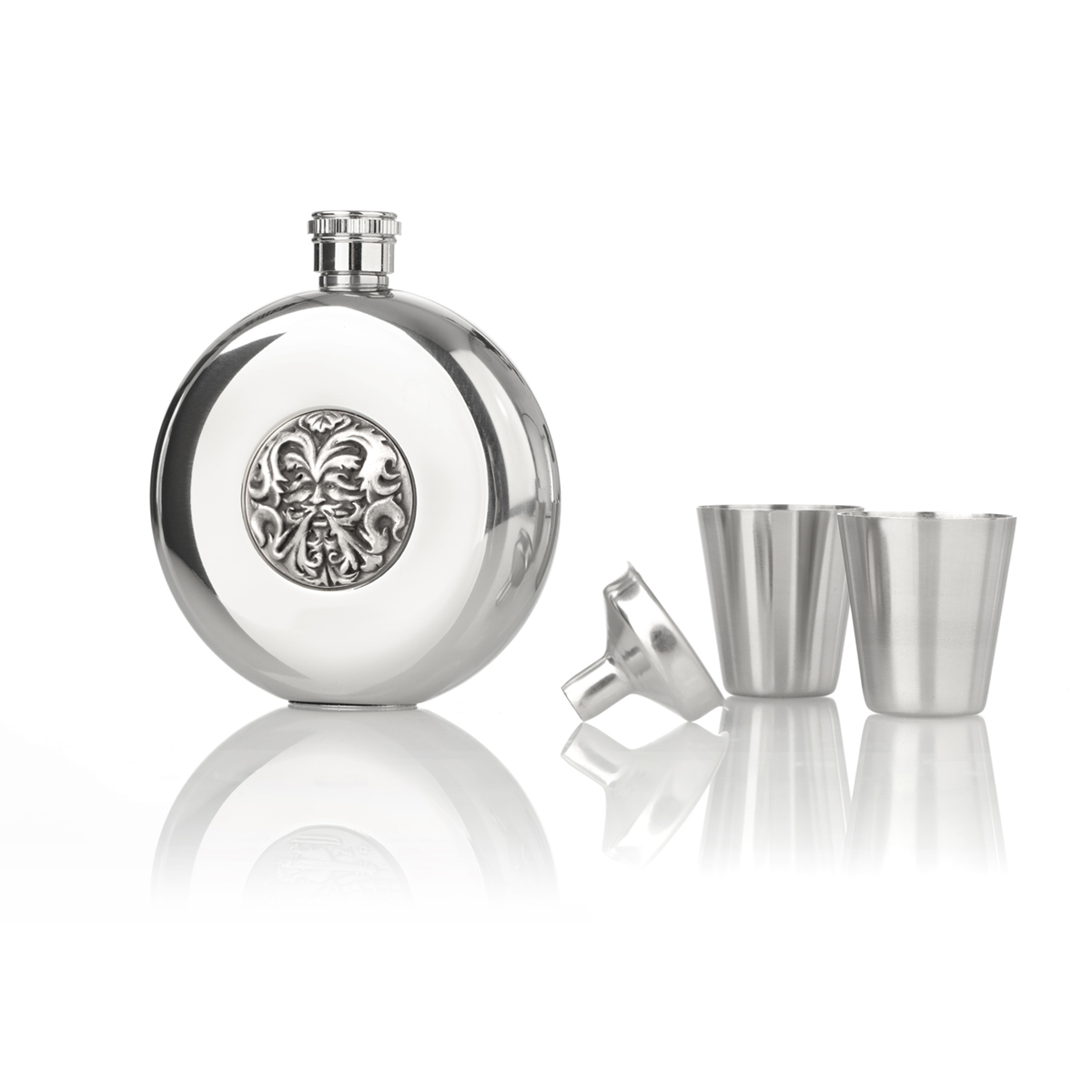 flachmann-schottland-green-man-002 The Green Man - Flachmann aus England mit Sichtfenster & Shotbechern