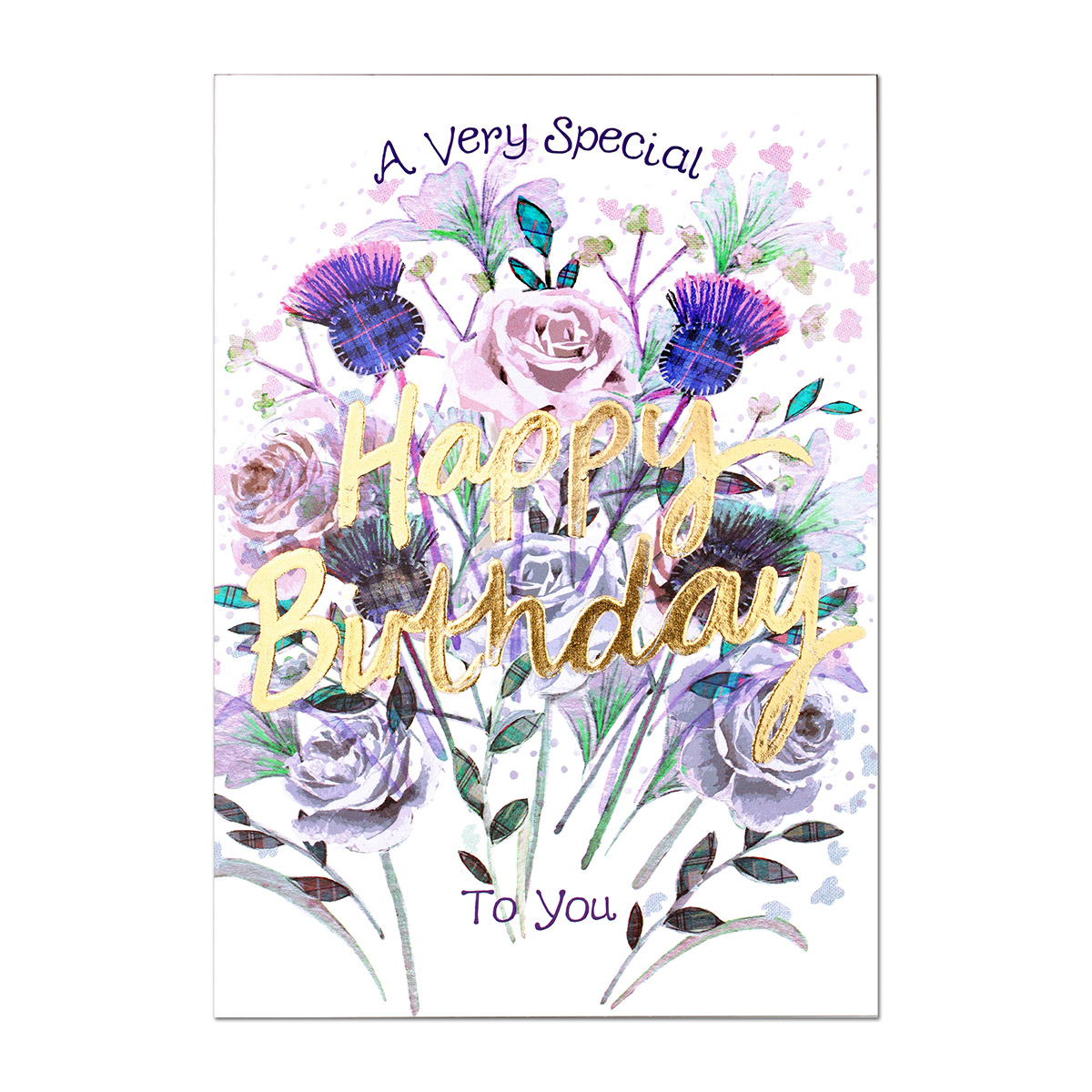 Happy Birthday Thistle & Rose - Geburtstagskarte aus Schottland