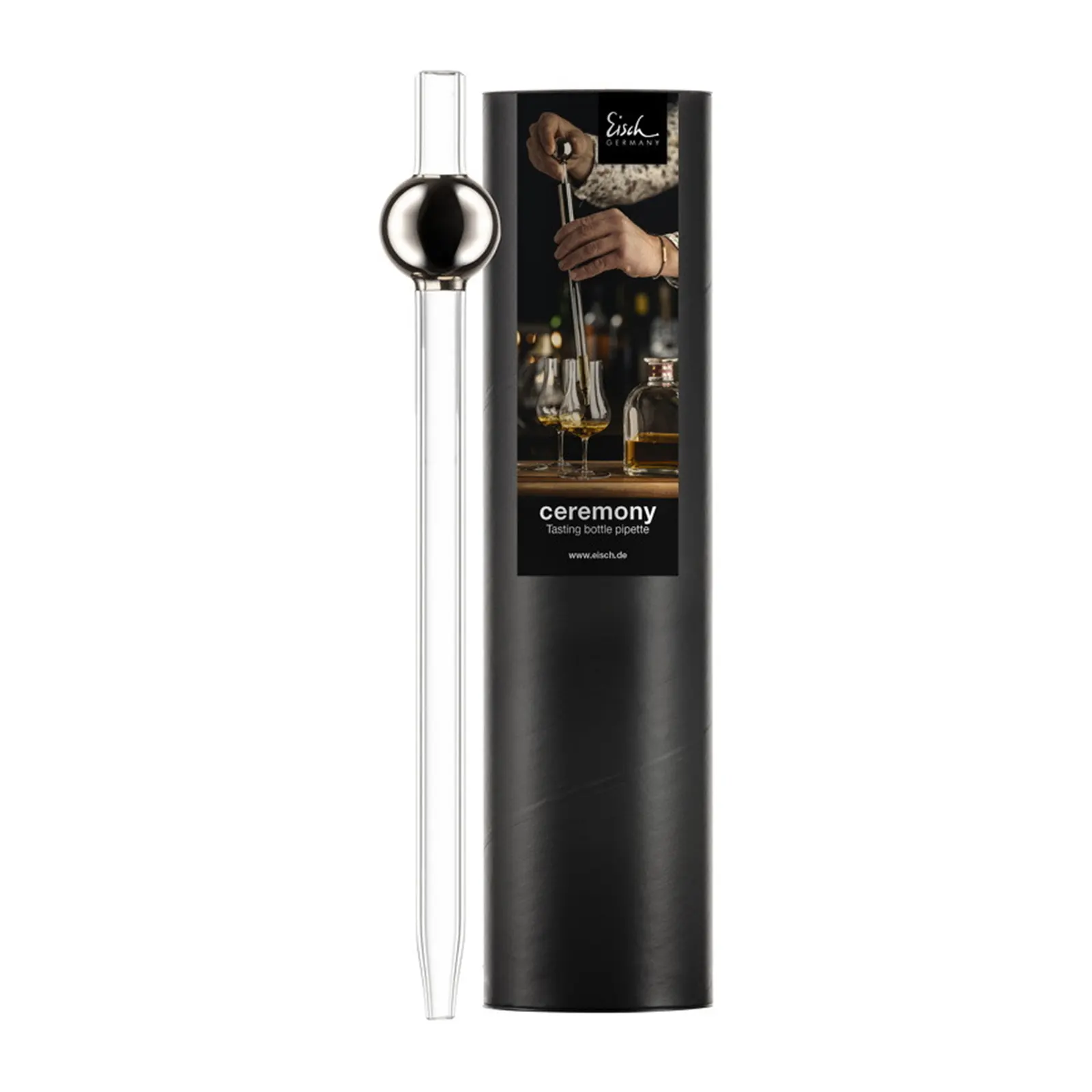 Eisch Ceremony - Whisky / Rum-Pipette aus Kristallglas & Platin in Geschenkröhre