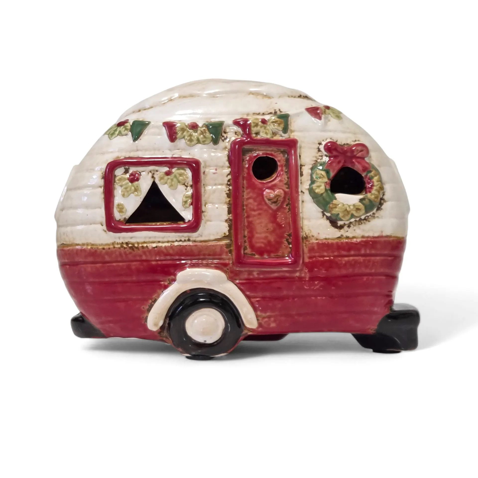 Village Pottery Weihnachts-Wohnwagen – Handgefertigter Keramik-Teelichthalter mit festlichem Charme