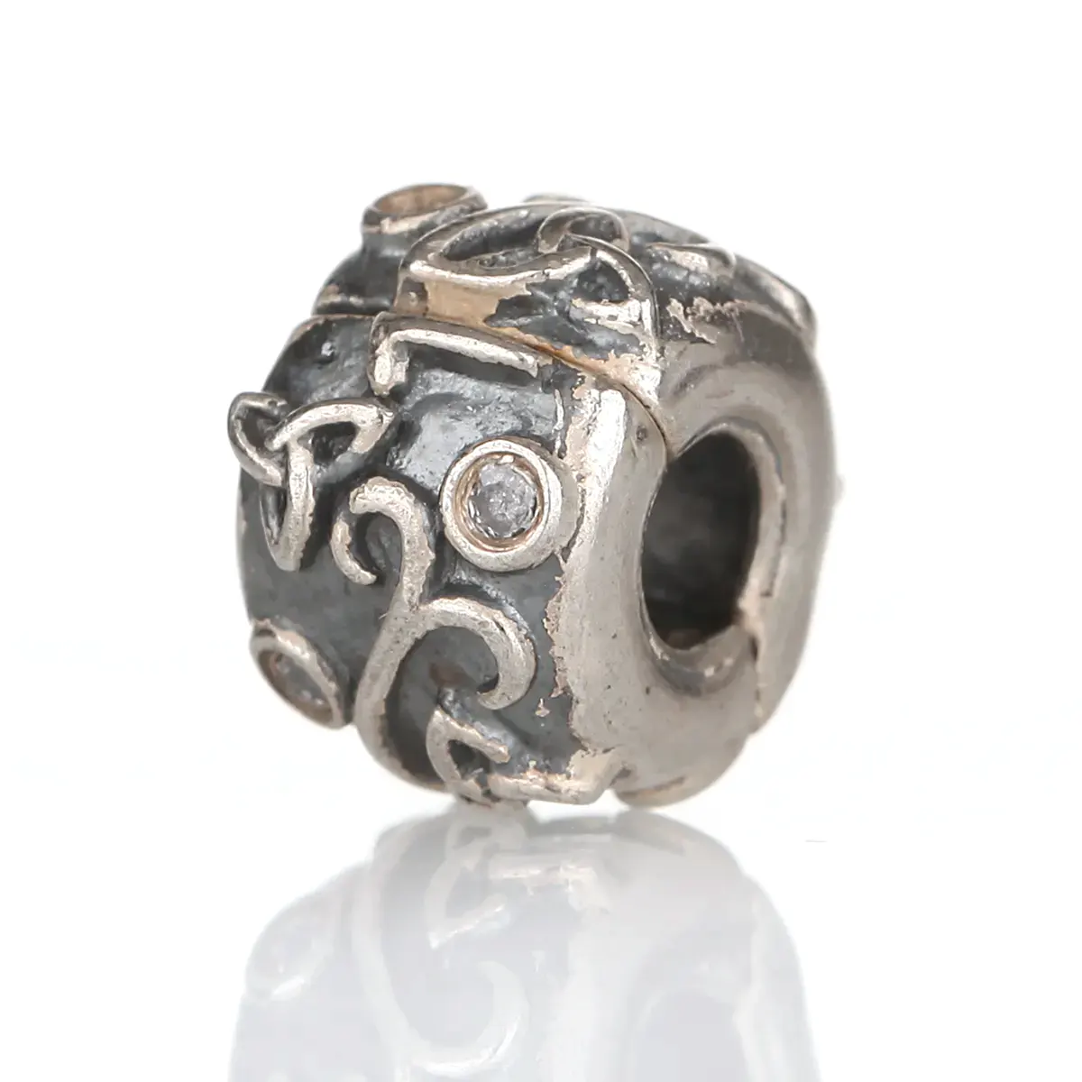 Tara's Diary Trinity Bead Stopper  aus Irland - Sterling Silber & weißer Kristall