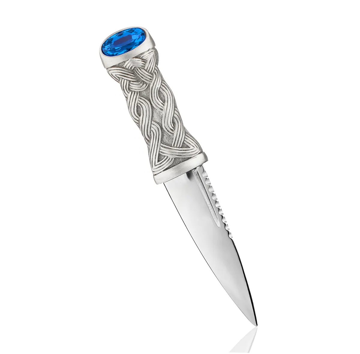 Reich verzierter Highland Sgian Dubh mit blauem Kristall – handgefertigt in Schottland Reich verzierter Highland Sgian Dubh mit blauem Kristall – handgefertigt in Schottland