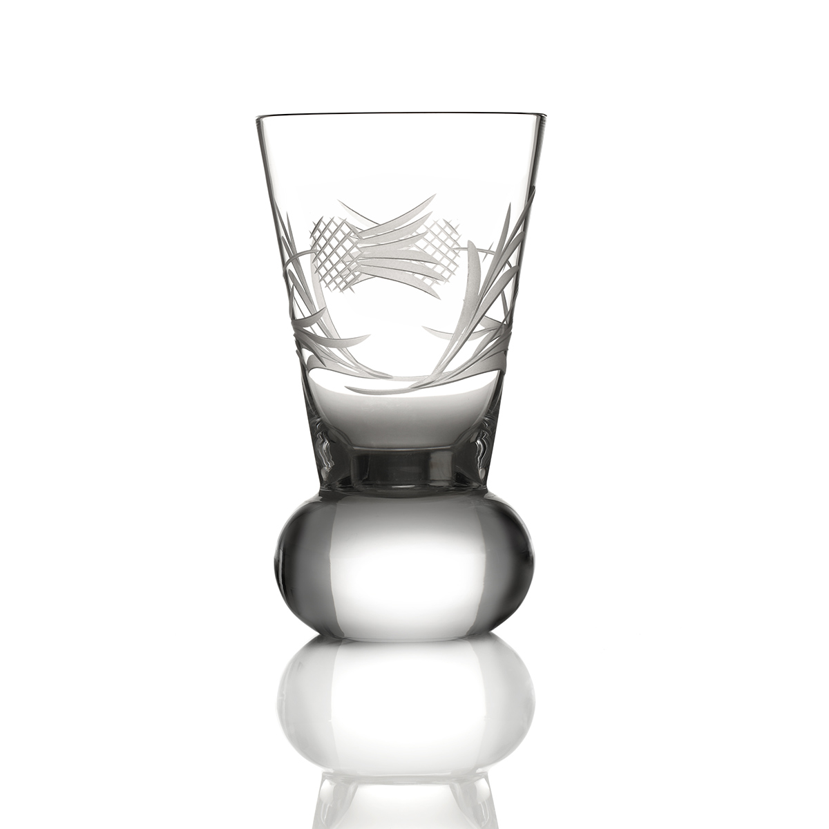 shot-whisky-kristall-glas-distel-thistle-002 Flower of Scotland - Schottische Distel Kristall Whisky Shotglas aus Schottland