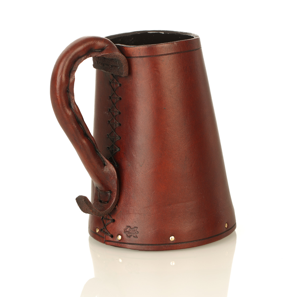 Tudor Tankard - 1 Pint - Leder Mittelalter Bierkrug aus England - dunkelbraun